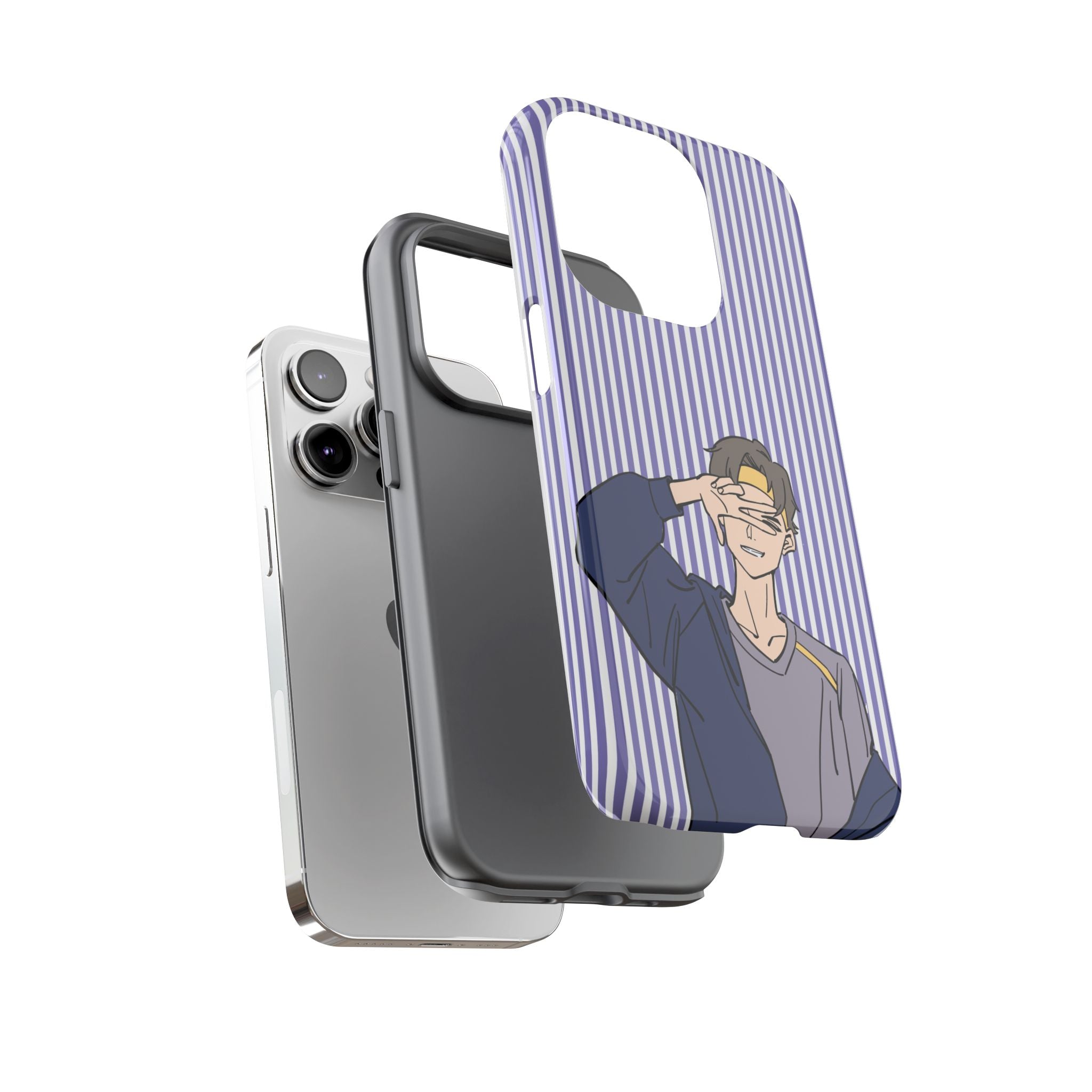 Casual Anime Guy Phone Case | Valentines Day Striped Lines phone case, Purple Stripe Iphone case - Iphone, Samsung and Pixel Mobile cases