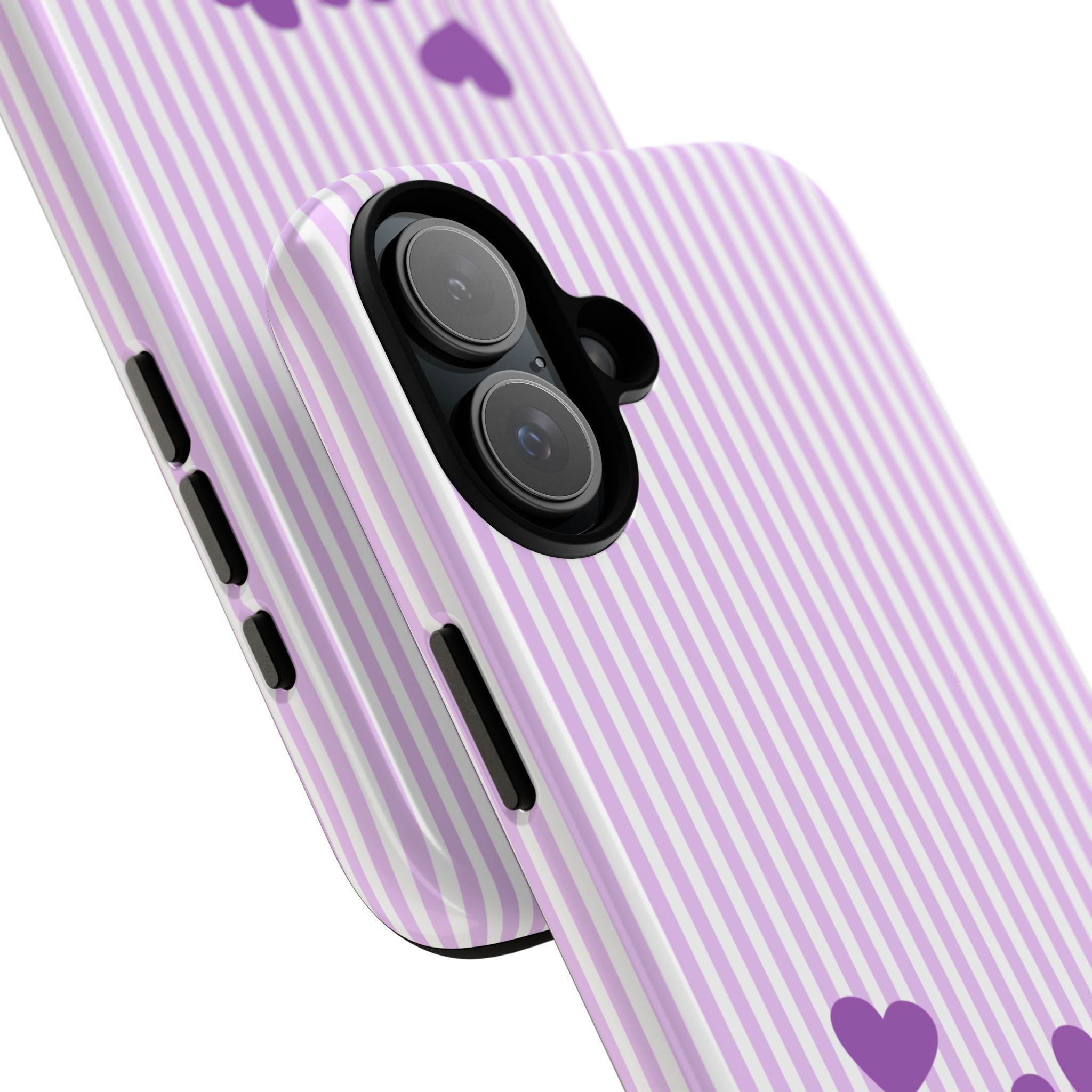 Galentines Day Striped hearts phone case, Purple Heart Floral Stripe Iphone case | Tough Cases - Iphone, Samsung and Pixel Mobile cases