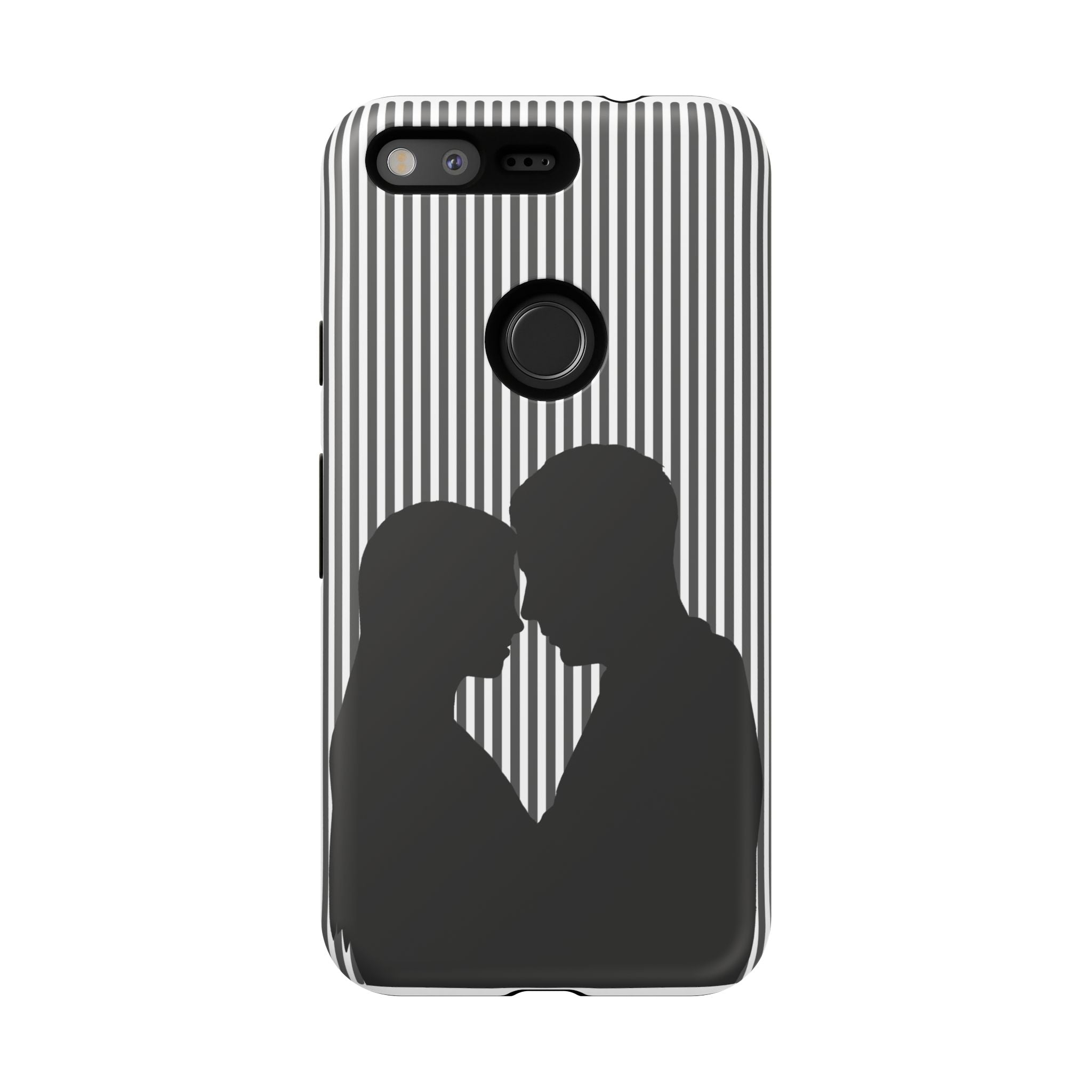 Silhouette Couple Phone Case | Galentines Day Striped Black and white phone case, Stripe Iphone case - Iphone, Samsung and Pixel Mobile case
