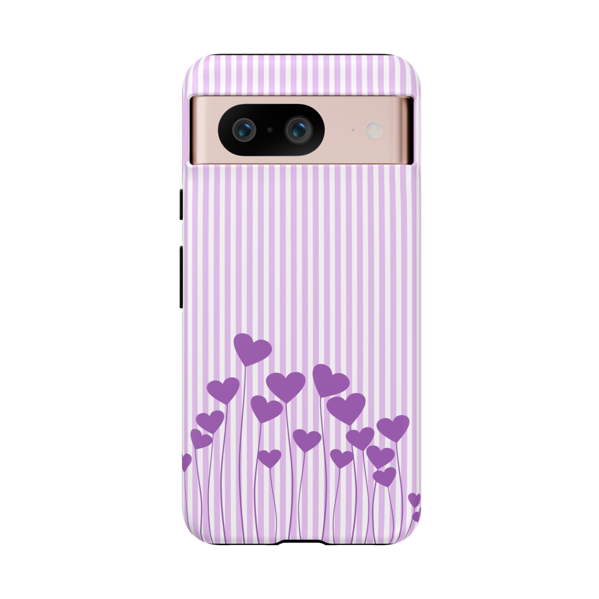 Galentines Day Striped hearts phone case, Purple Heart Floral Stripe Iphone case | Tough Cases - Iphone, Samsung and Pixel Mobile cases