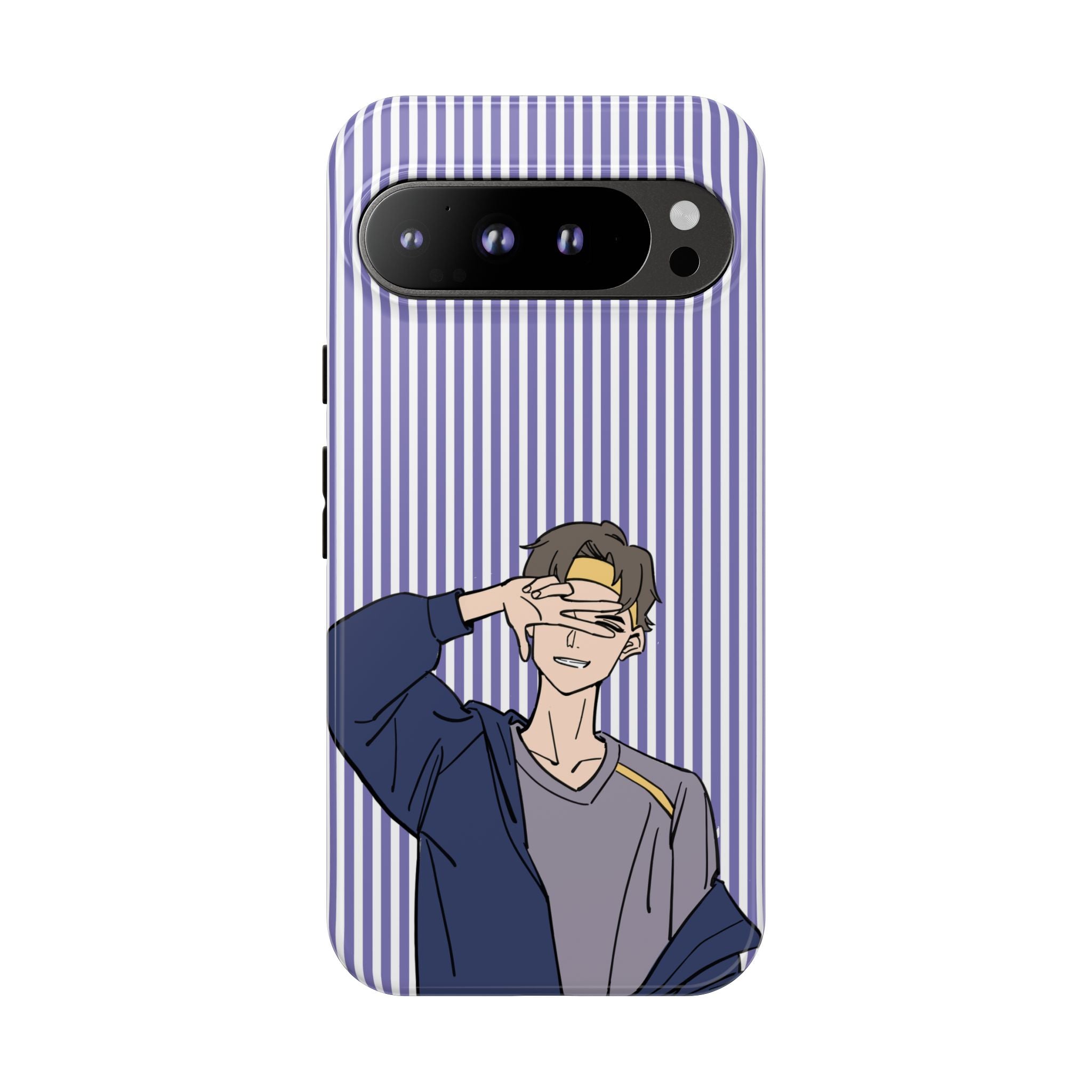 Casual Anime Guy Phone Case | Valentines Day Striped Lines phone case, Purple Stripe Iphone case - Iphone, Samsung and Pixel Mobile cases