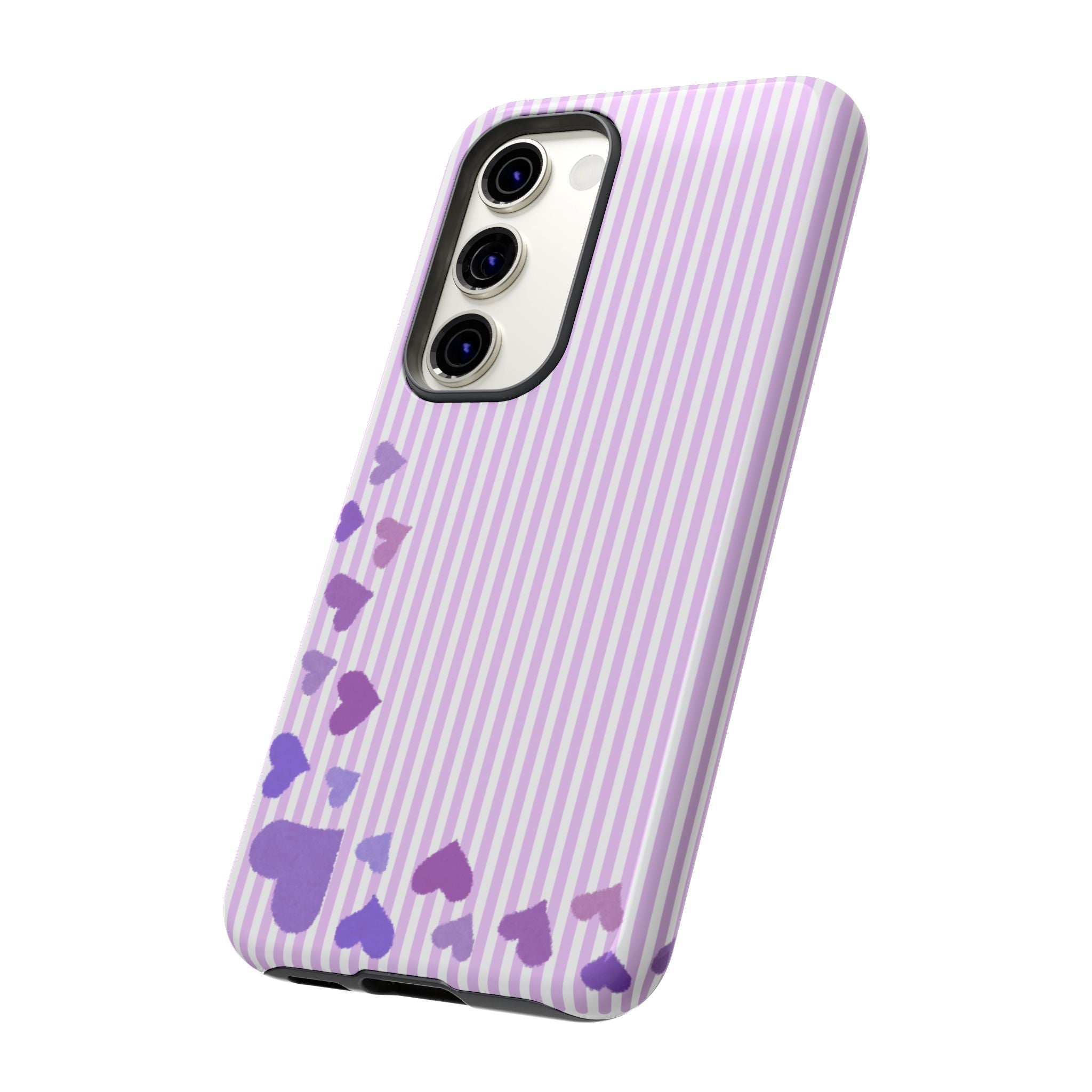 Valentines Day Striped hearts phone case, Purple Heart Floral Stripe Iphone case | Tough Cases - Iphone, Samsung and Pixel Mobile cases