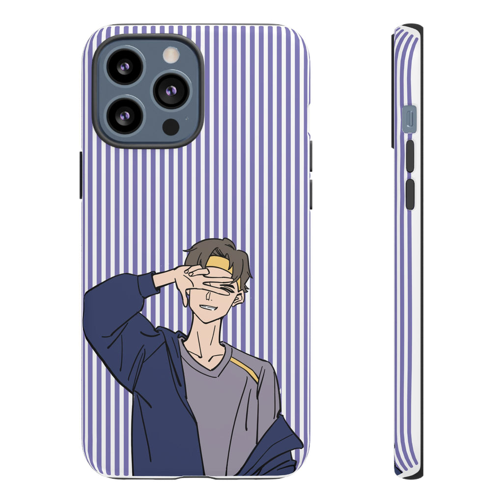 Casual Anime Guy Phone Case | Valentines Day Striped Lines phone case, Purple Stripe Iphone case - Iphone, Samsung and Pixel Mobile cases
