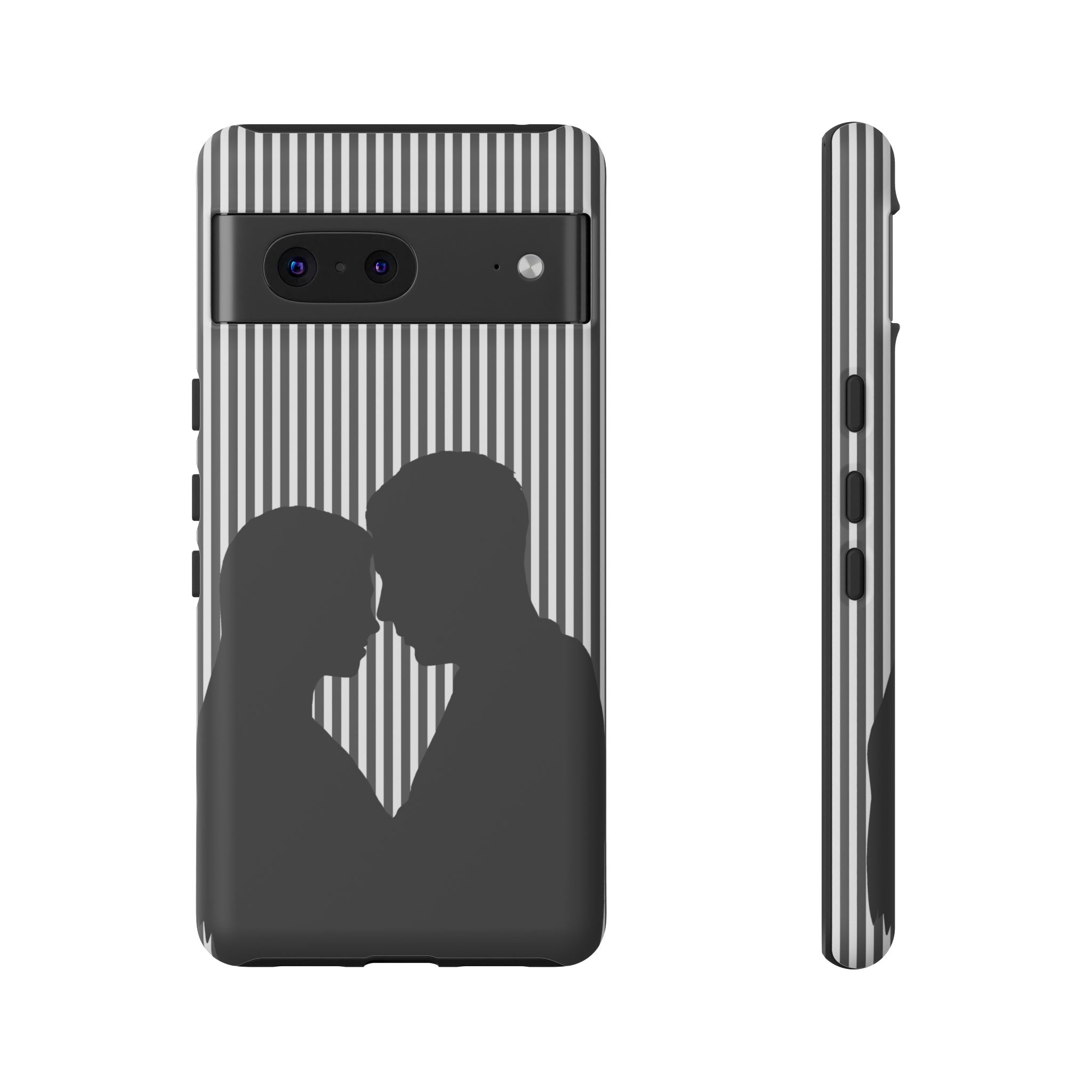 Silhouette Couple Phone Case | Galentines Day Striped Black and white phone case, Stripe Iphone case - Iphone, Samsung and Pixel Mobile case
