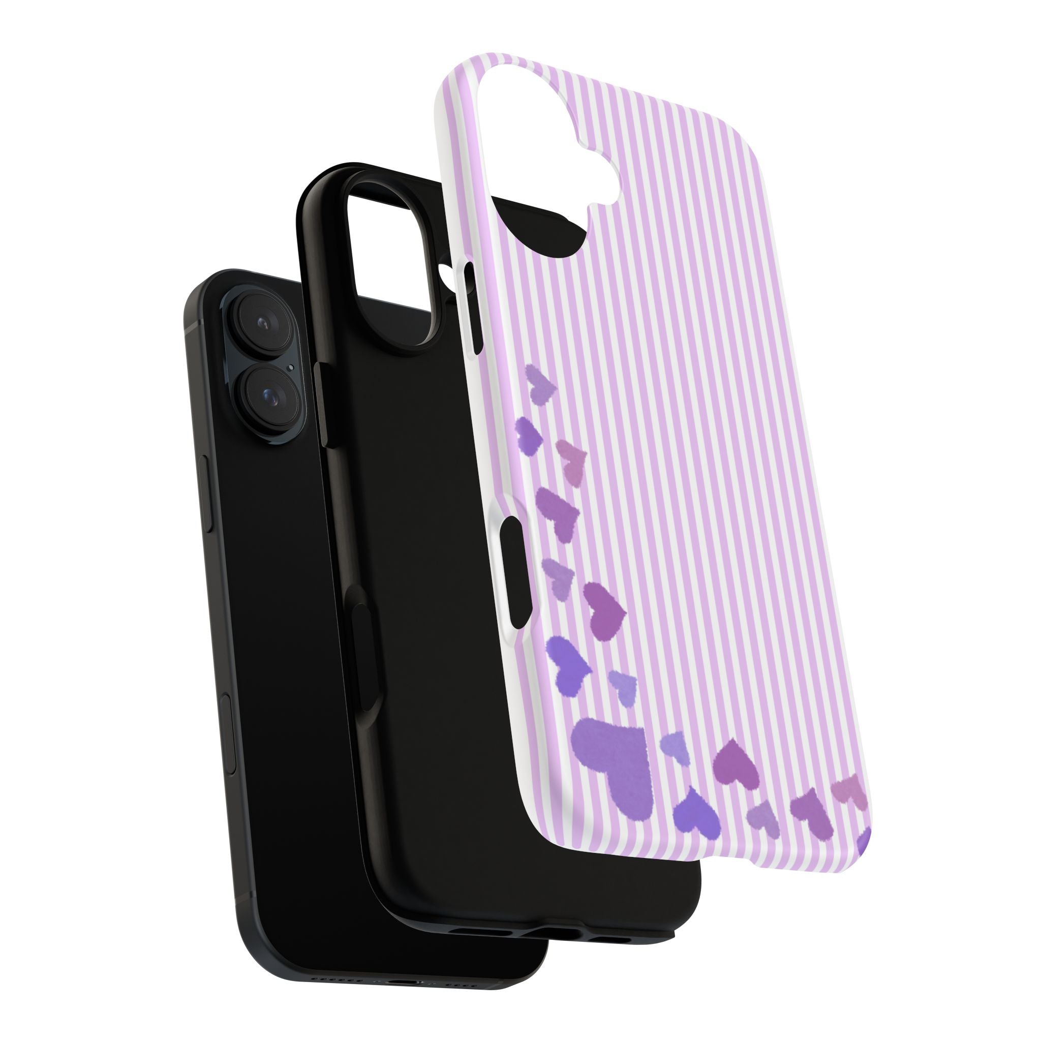 Valentines Day Striped hearts phone case, Purple Heart Floral Stripe Iphone case | Tough Cases - Iphone, Samsung and Pixel Mobile cases
