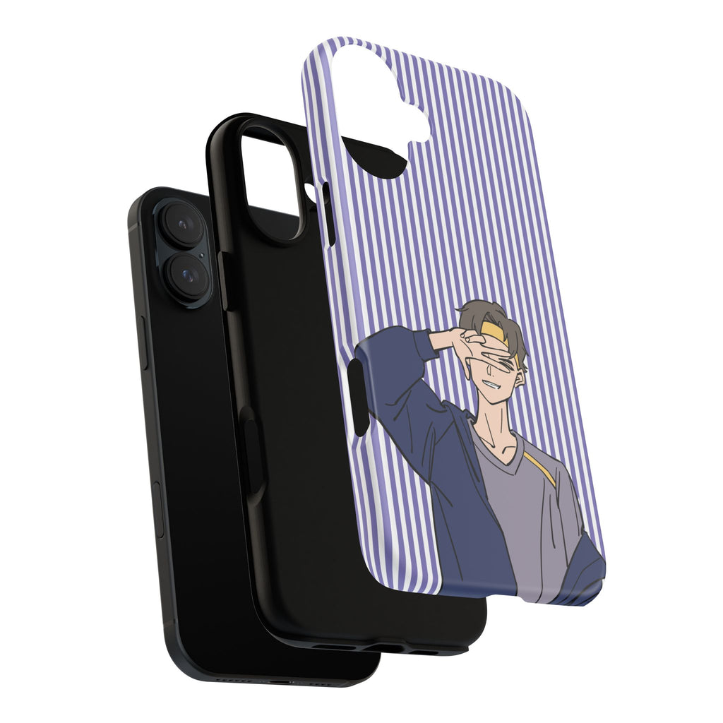 Casual Anime Guy Phone Case | Valentines Day Striped Lines phone case, Purple Stripe Iphone case - Iphone, Samsung and Pixel Mobile cases