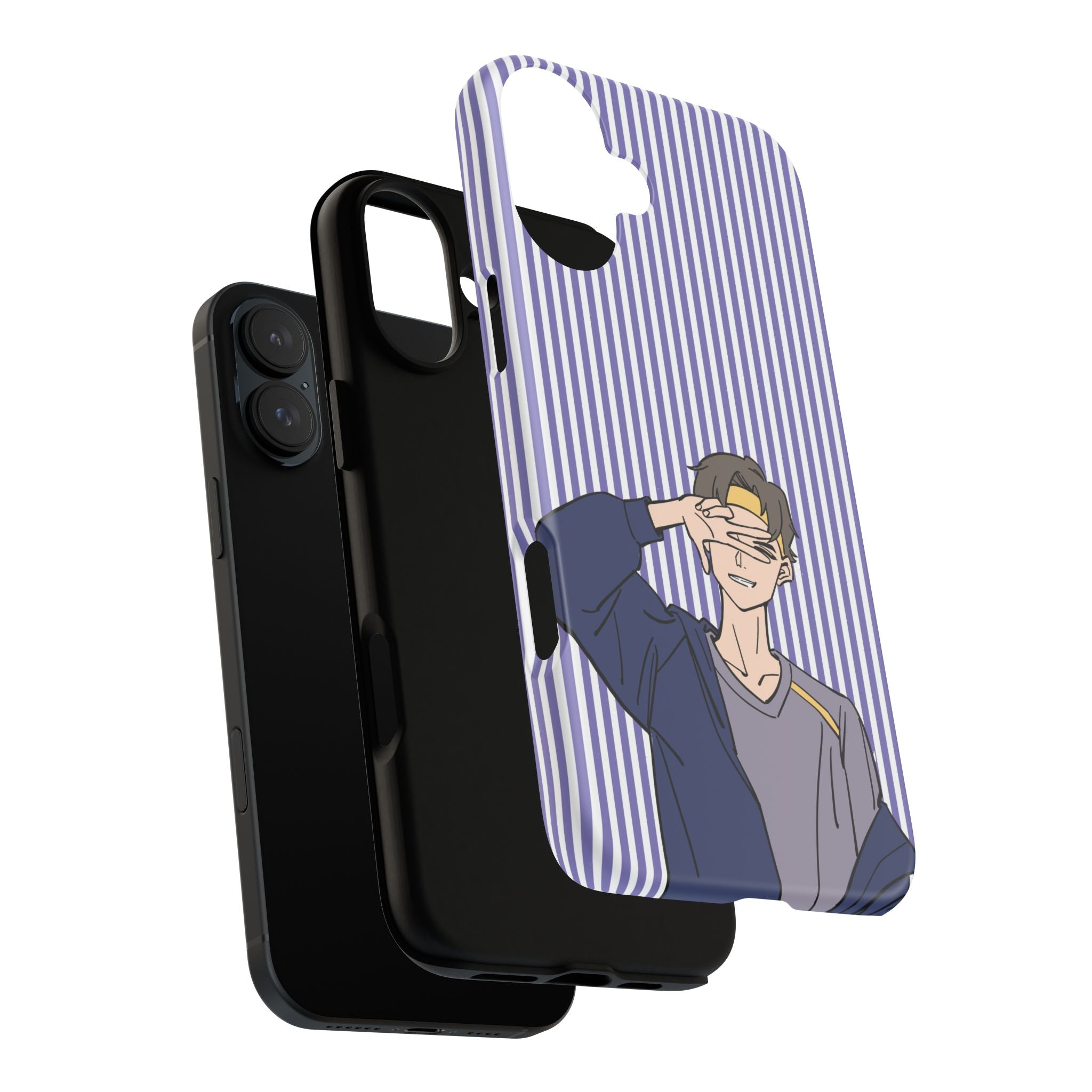 Casual Anime Guy Phone Case | Valentines Day Striped Lines phone case, Purple Stripe Iphone case - Iphone, Samsung and Pixel Mobile cases