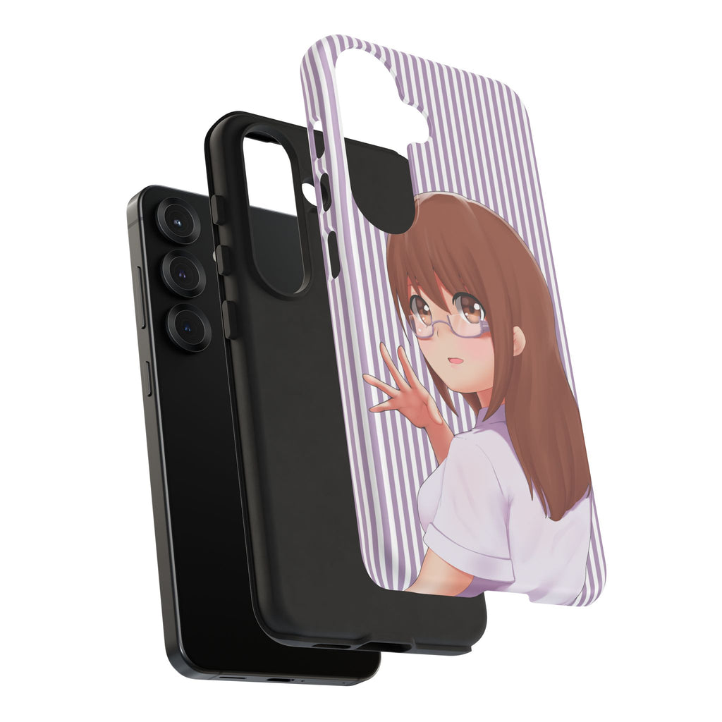 Galentines Day Striped lines mobile case, Glasses Anime Girl Stripe Iphone case | Tough Cases - Iphone, Samsung and Pixel Mobile cases