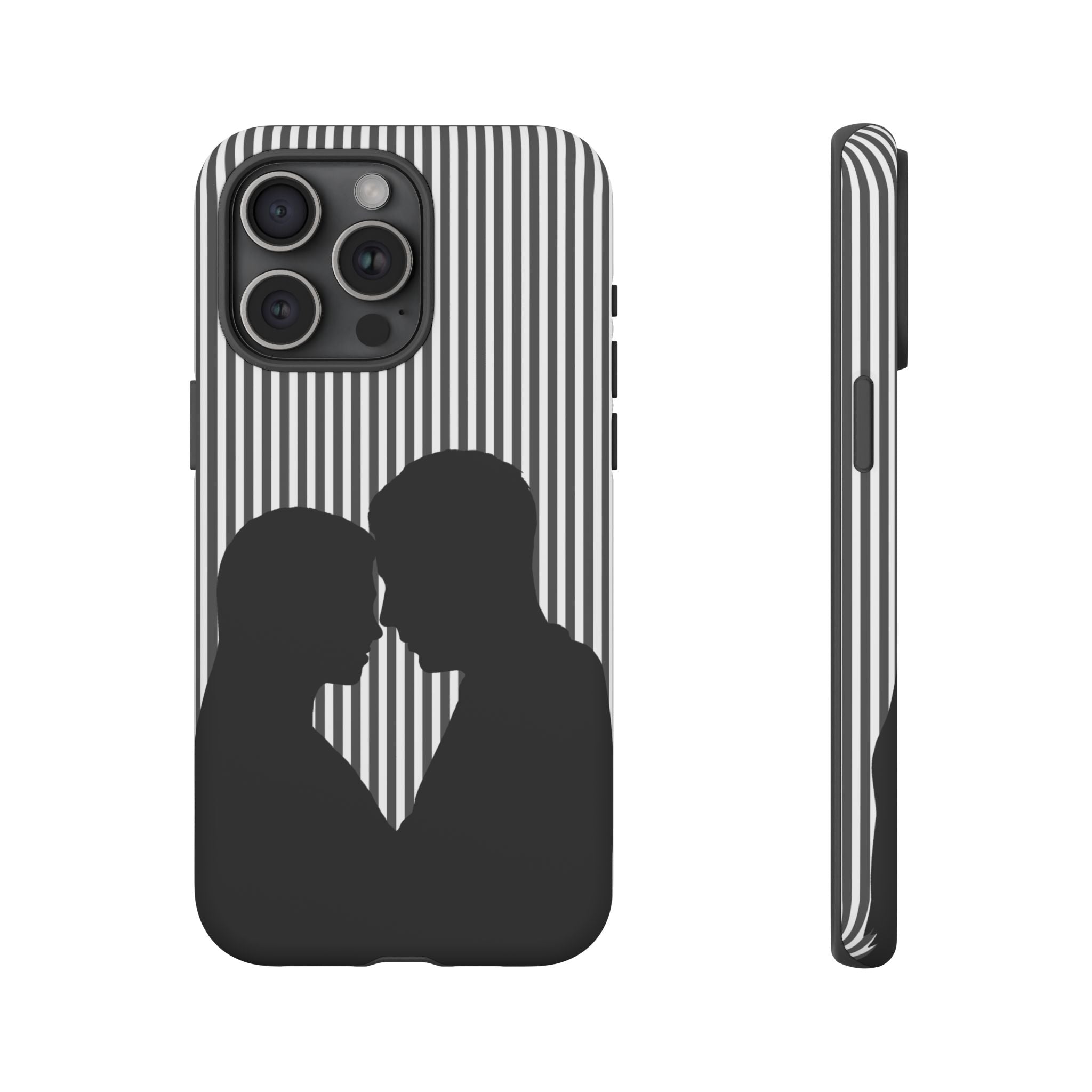 Silhouette Couple Phone Case | Galentines Day Striped Black and white phone case, Stripe Iphone case - Iphone, Samsung and Pixel Mobile case