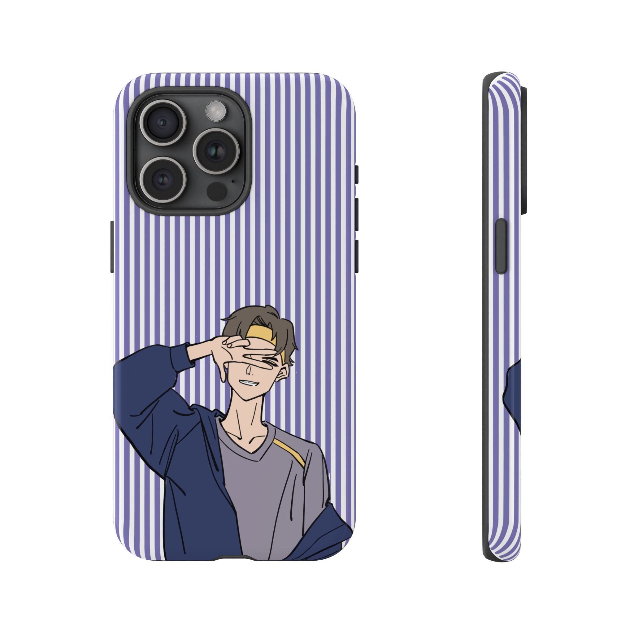 Casual Anime Guy Phone Case | Valentines Day Striped Lines phone case, Purple Stripe Iphone case - Iphone, Samsung and Pixel Mobile cases