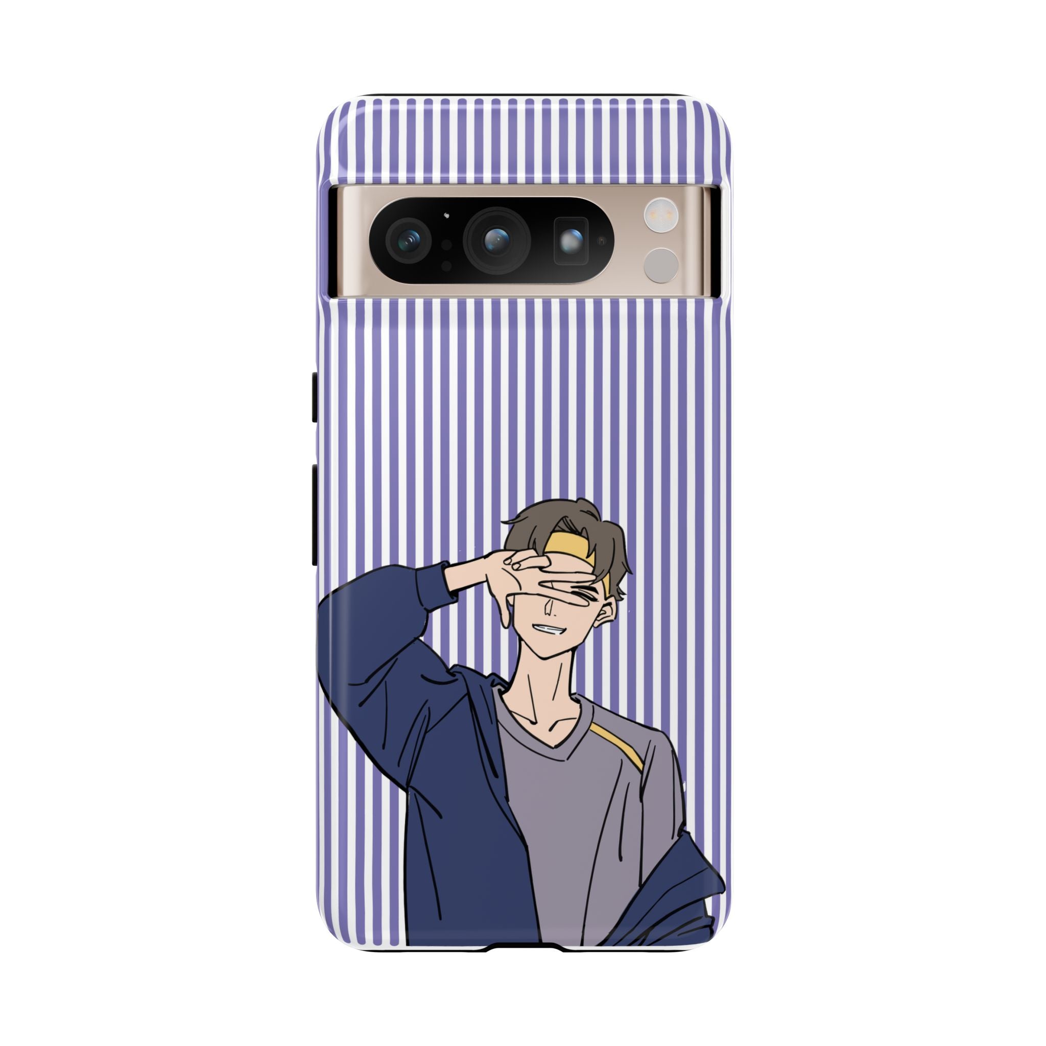 Casual Anime Guy Phone Case | Valentines Day Striped Lines phone case, Purple Stripe Iphone case - Iphone, Samsung and Pixel Mobile cases