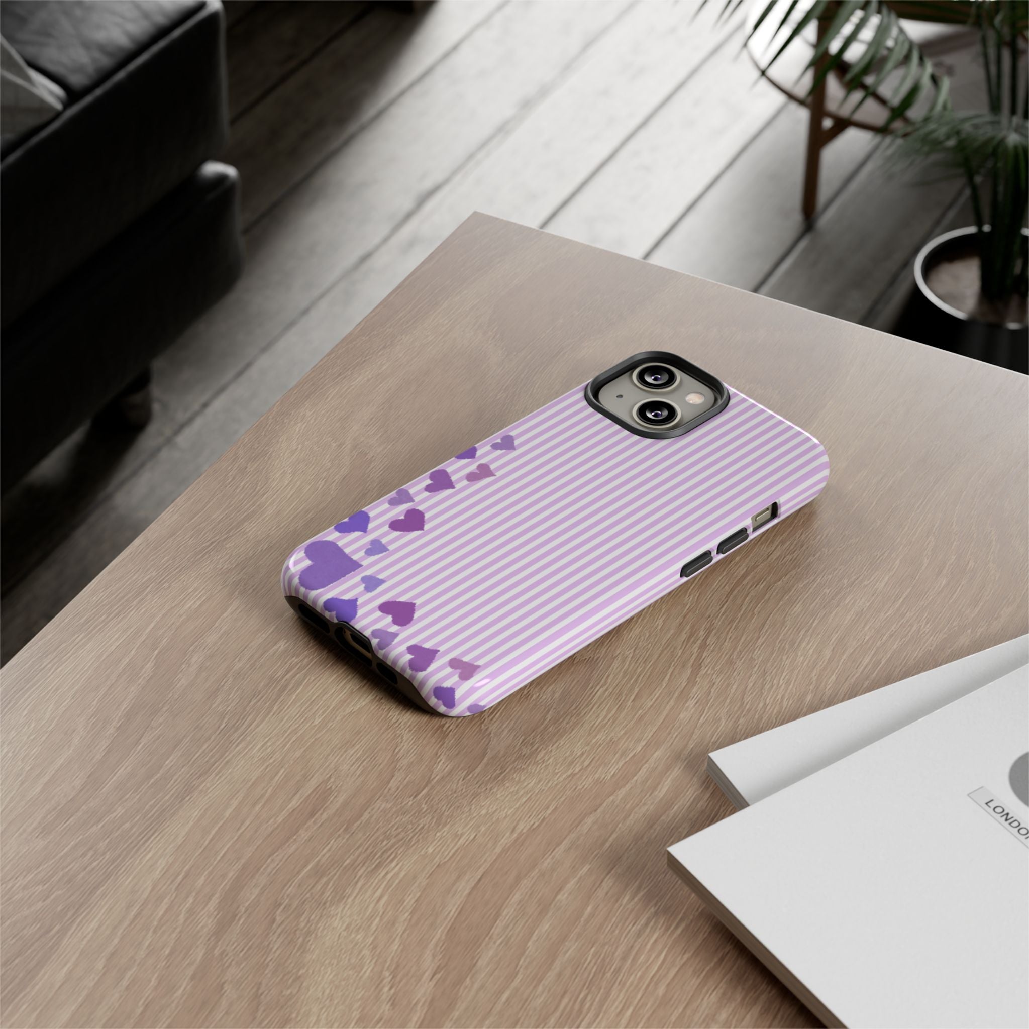 Valentines Day Striped hearts phone case, Purple Heart Floral Stripe Iphone case | Tough Cases - Iphone, Samsung and Pixel Mobile cases