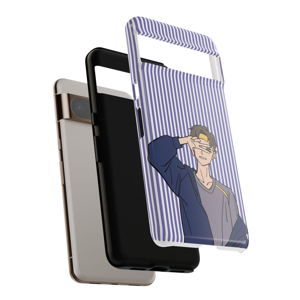 Casual Anime Guy Phone Case | Valentines Day Striped Lines phone case, Purple Stripe Iphone case - Iphone, Samsung and Pixel Mobile cases