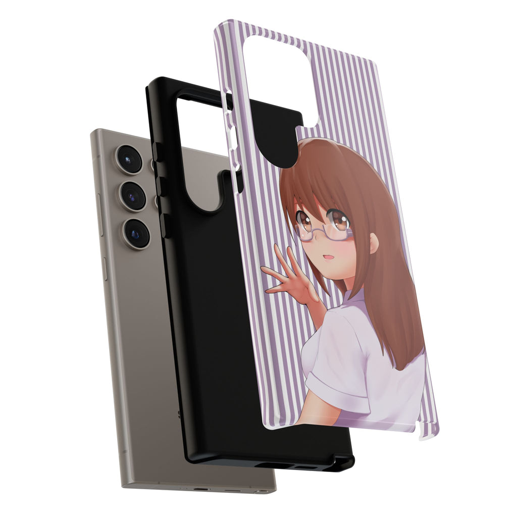 Galentines Day Striped lines mobile case, Glasses Anime Girl Stripe Iphone case | Tough Cases - Iphone, Samsung and Pixel Mobile cases