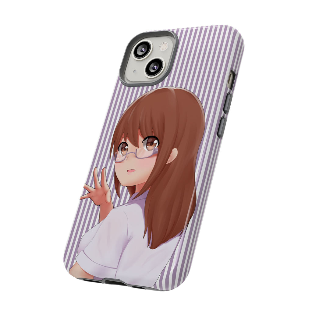 Galentines Day Striped lines mobile case, Glasses Anime Girl Stripe Iphone case | Tough Cases - Iphone, Samsung and Pixel Mobile cases