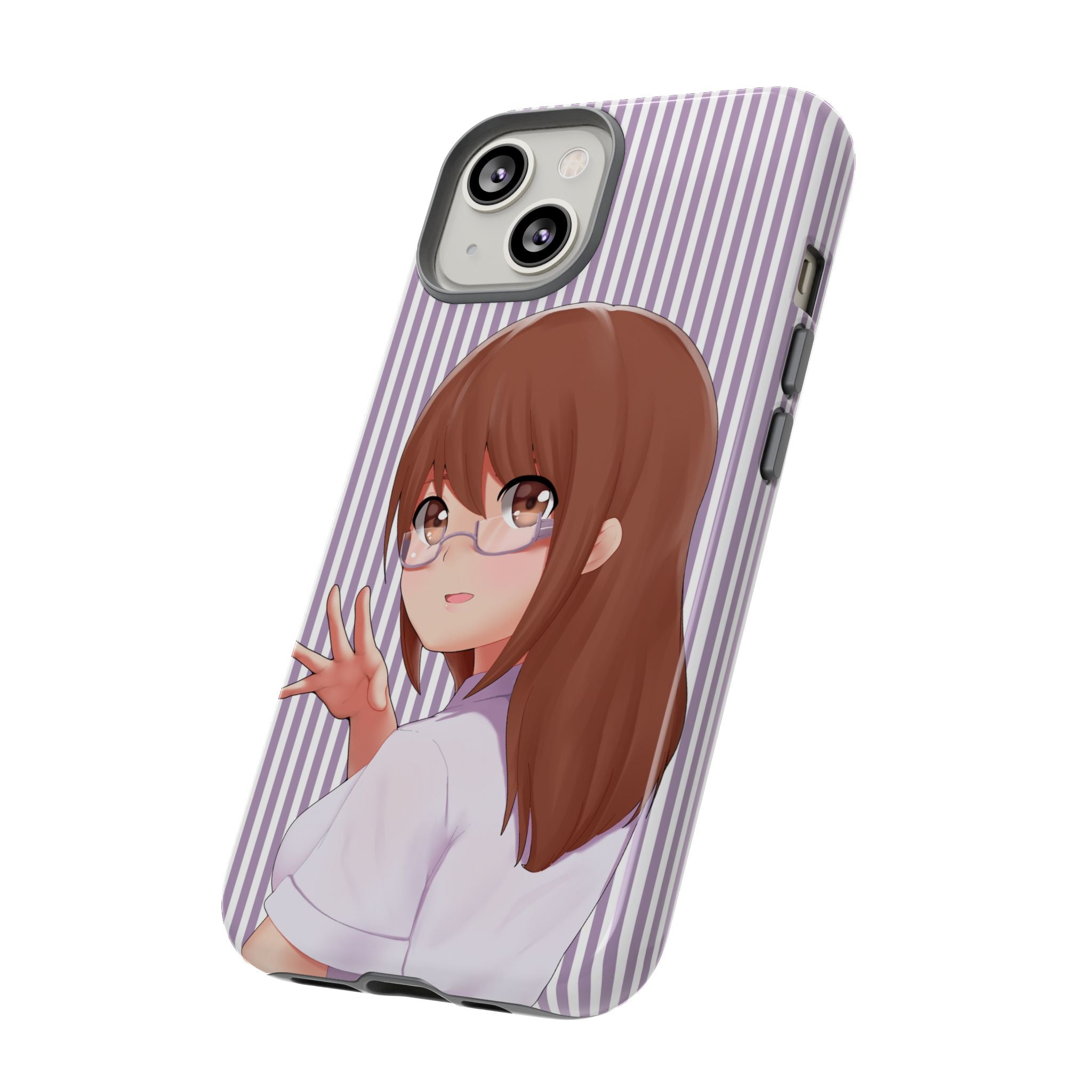 Galentines Day Striped lines mobile case, Glasses Anime Girl Stripe Iphone case | Tough Cases - Iphone, Samsung and Pixel Mobile cases