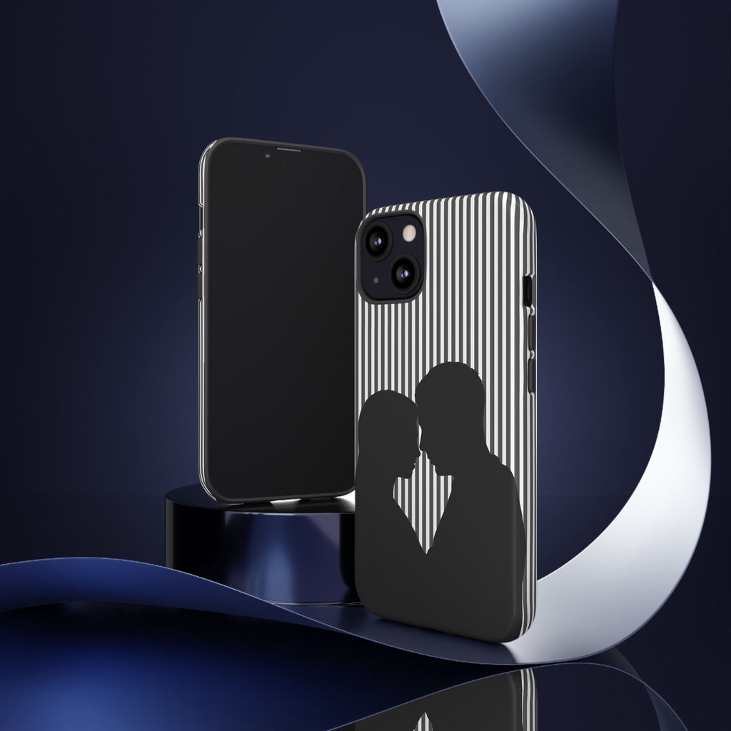 Silhouette Couple Phone Case | Galentines Day Striped Black and white phone case, Stripe Iphone case - Iphone, Samsung and Pixel Mobile case
