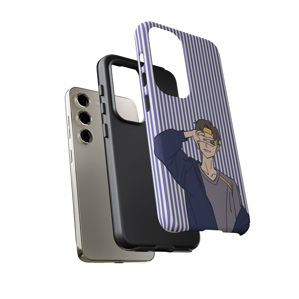Casual Anime Guy Phone Case | Valentines Day Striped Lines phone case, Purple Stripe Iphone case - Iphone, Samsung and Pixel Mobile cases