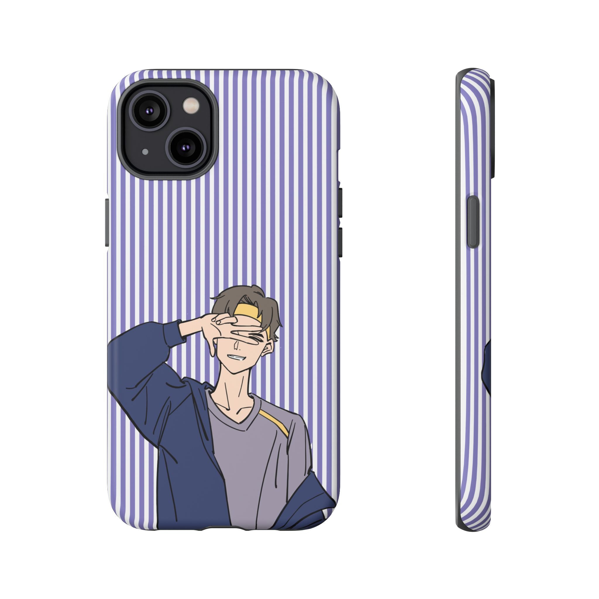 Casual Anime Guy Phone Case | Valentines Day Striped Lines phone case, Purple Stripe Iphone case - Iphone, Samsung and Pixel Mobile cases