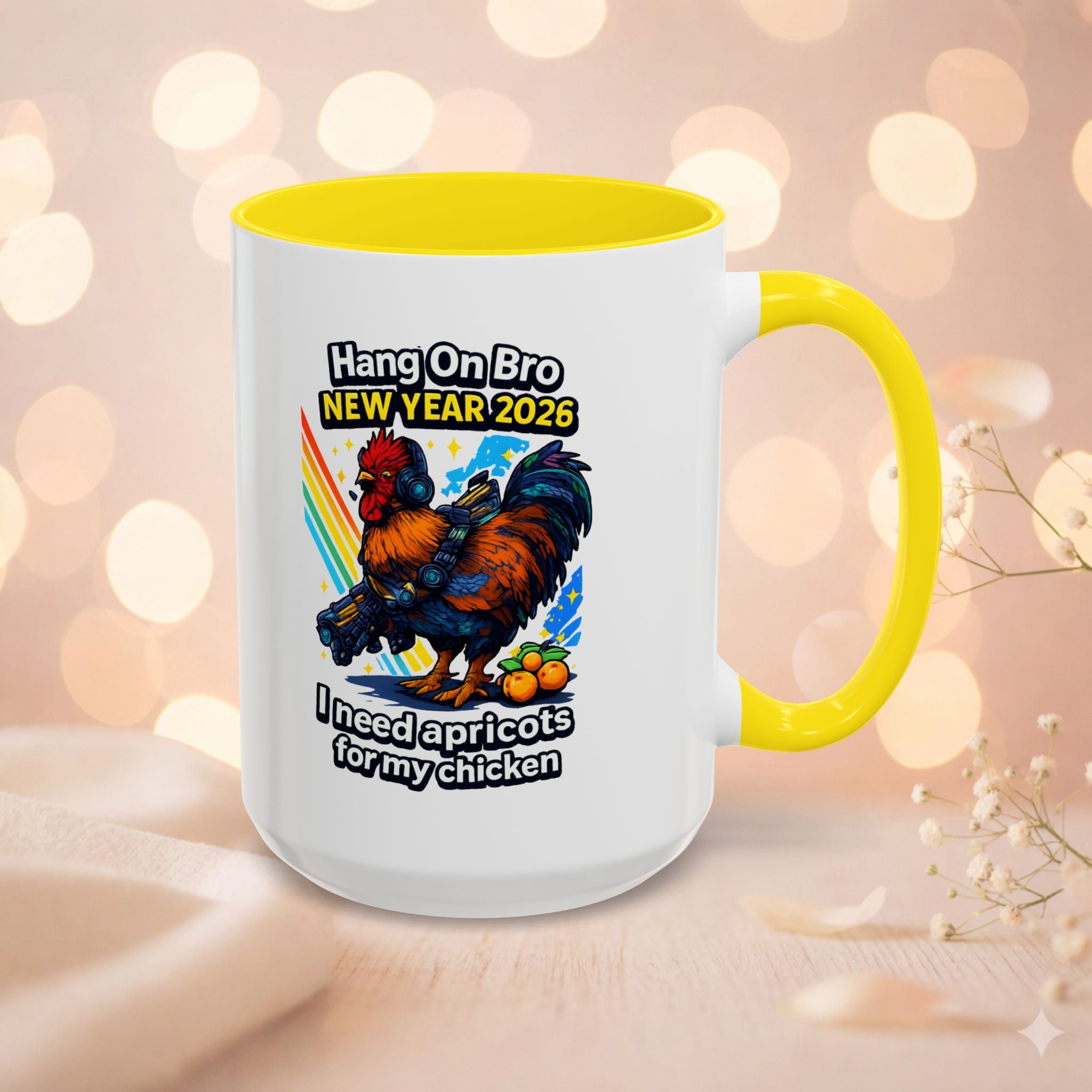 Hang On Bro 2026 Apricots Mug, Funny Rooster Gamer Coffee Mug 15oz Accent Cup, Arc Raiders Inspired Gift for Brother