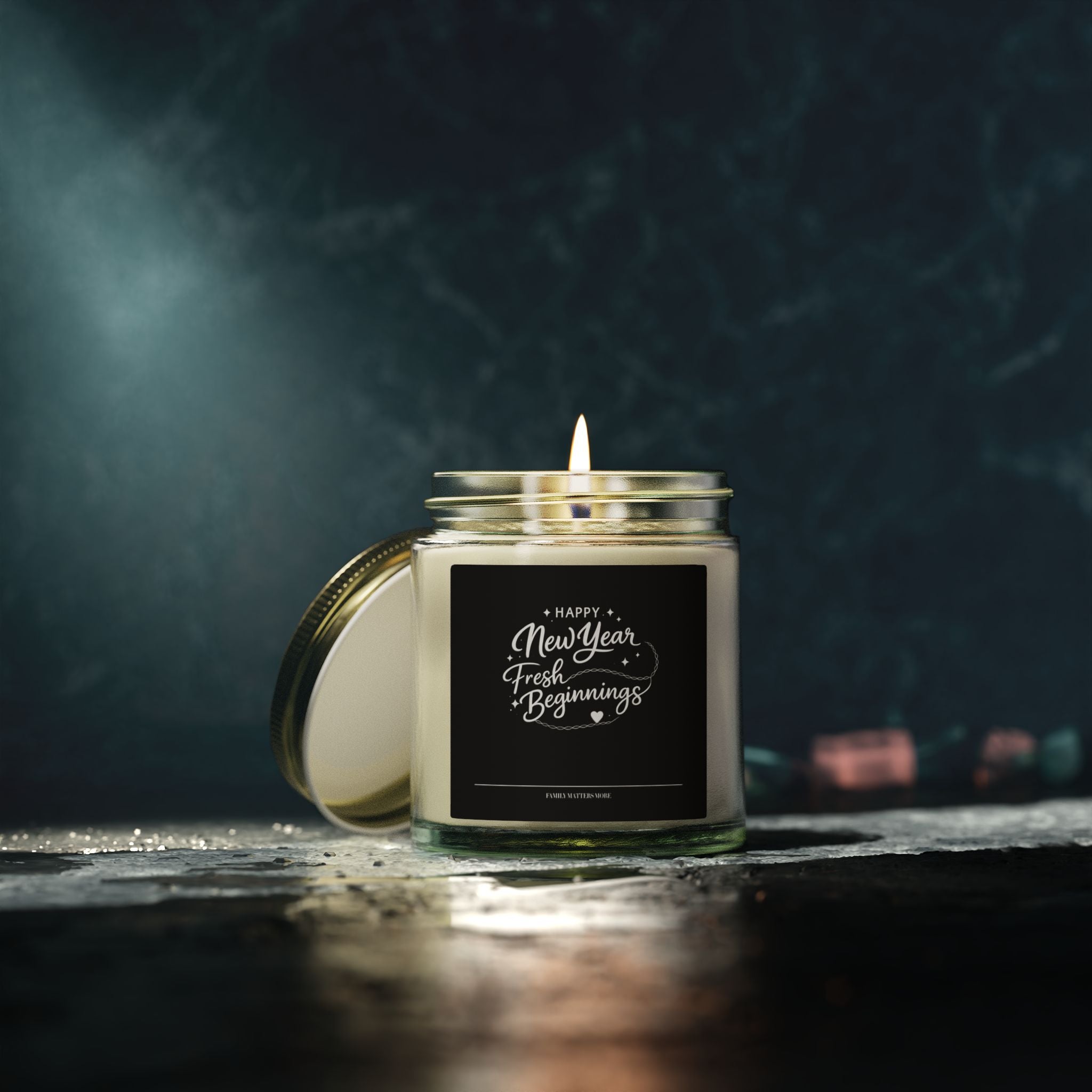 Happy New Year Fresh Beginnings Candle, Scented Soy Candle 4oz 9oz, New Years Eve Gift, Jar Candle
