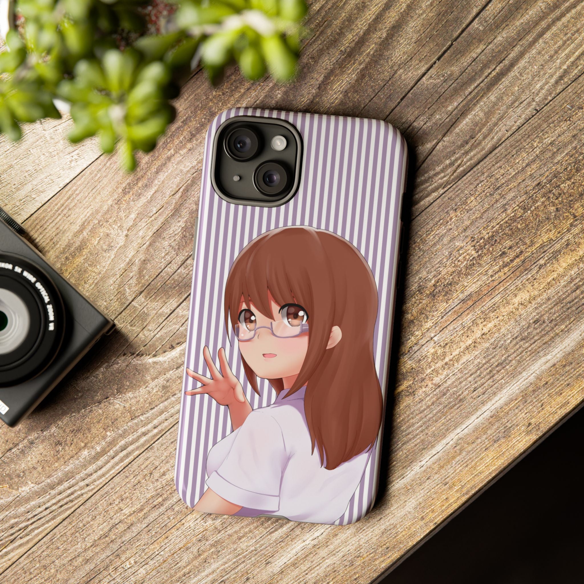 Galentines Day Striped lines mobile case, Glasses Anime Girl Stripe Iphone case | Tough Cases - Iphone, Samsung and Pixel Mobile cases