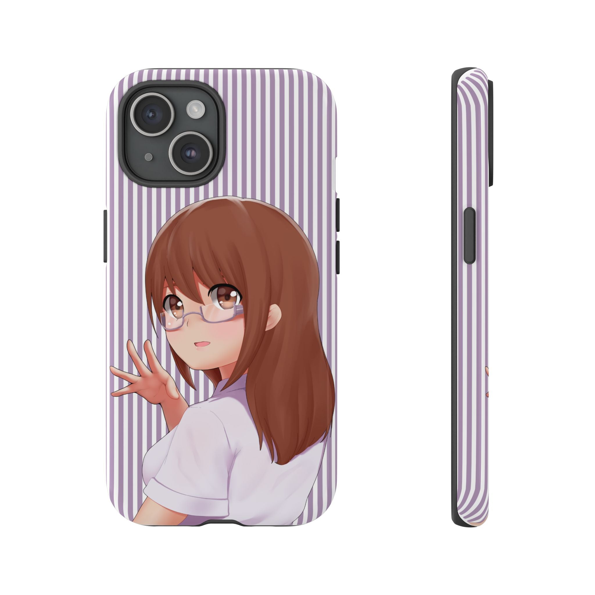 Galentines Day Striped lines mobile case, Glasses Anime Girl Stripe Iphone case | Tough Cases - Iphone, Samsung and Pixel Mobile cases