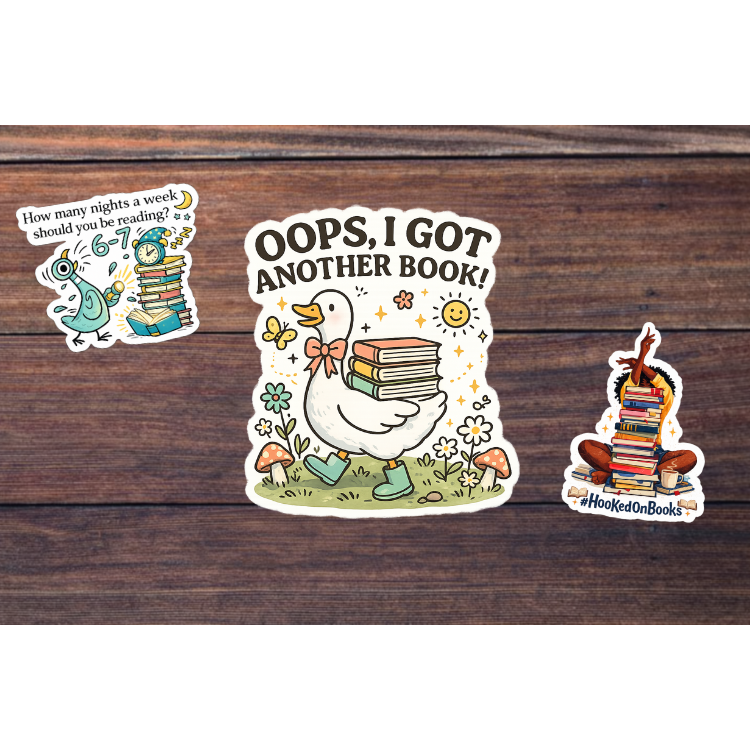 Oops I Got Another Book Sticker | Book Lover Goose Vinyl Decal | Cute Bookish Reading Sticker | Reader Gift | Laptop Water Bottle