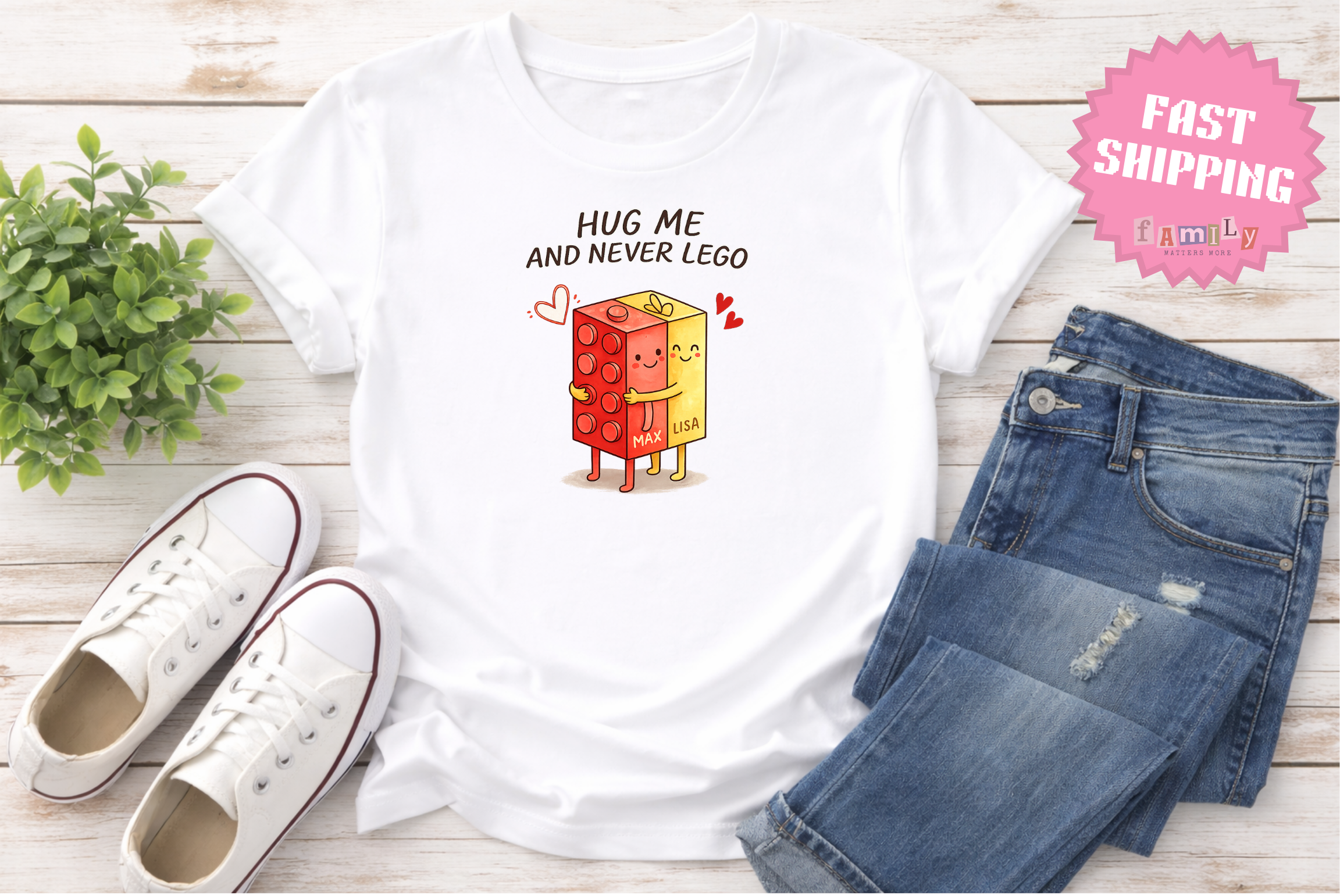 Personalized Valentine's Day Shirt Gifts, Hug Me Cute Lego Tshirt Gift for Boyfriend, for Husband, Galentines Day Couple Gift