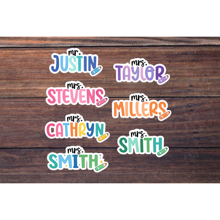 Custom Teacher Name Sticker | Personalized Mrs Mr Sticker | Classroom Water Bottle Decal | Teacher Gift | Back to School Sticker