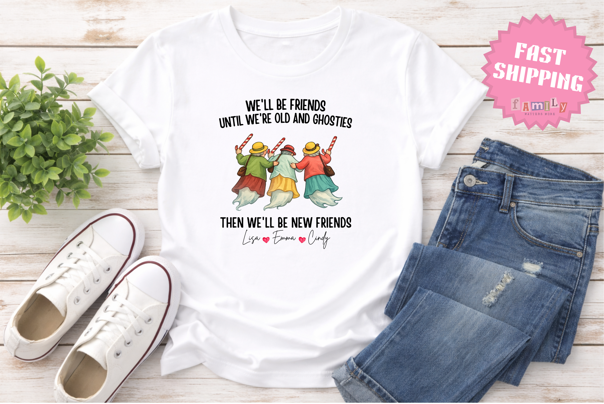 Personalized Friendship Shirt, Old Friends - Best Friends Gift, Besties Tee, Comfort colors best friens shirts with names