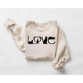 Cat Love Sweatshirt Hoodie, Black Cat Silhouette LOVE Crewneck, Cat Mom Gift, Cat Lover Sweater, Cute Minimal Cat Shirt, Unisex Cozy Pullover, Valentine Cat Gift