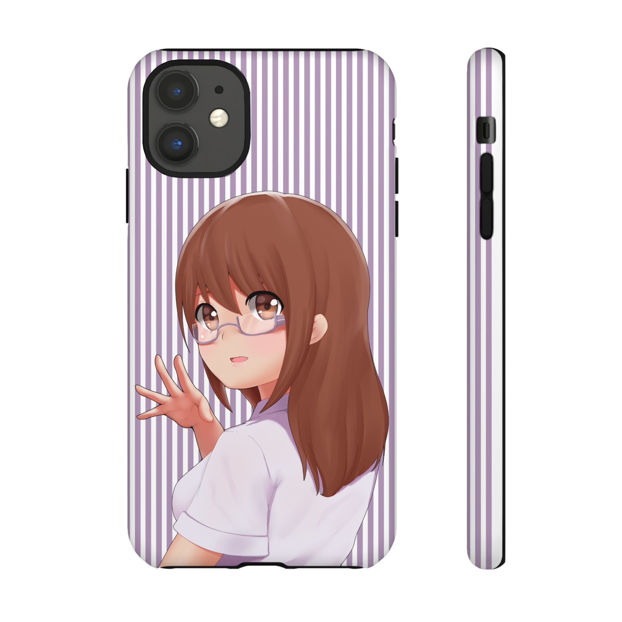 Galentines Day Striped lines mobile case, Glasses Anime Girl Stripe Iphone case | Tough Cases - Iphone, Samsung and Pixel Mobile cases