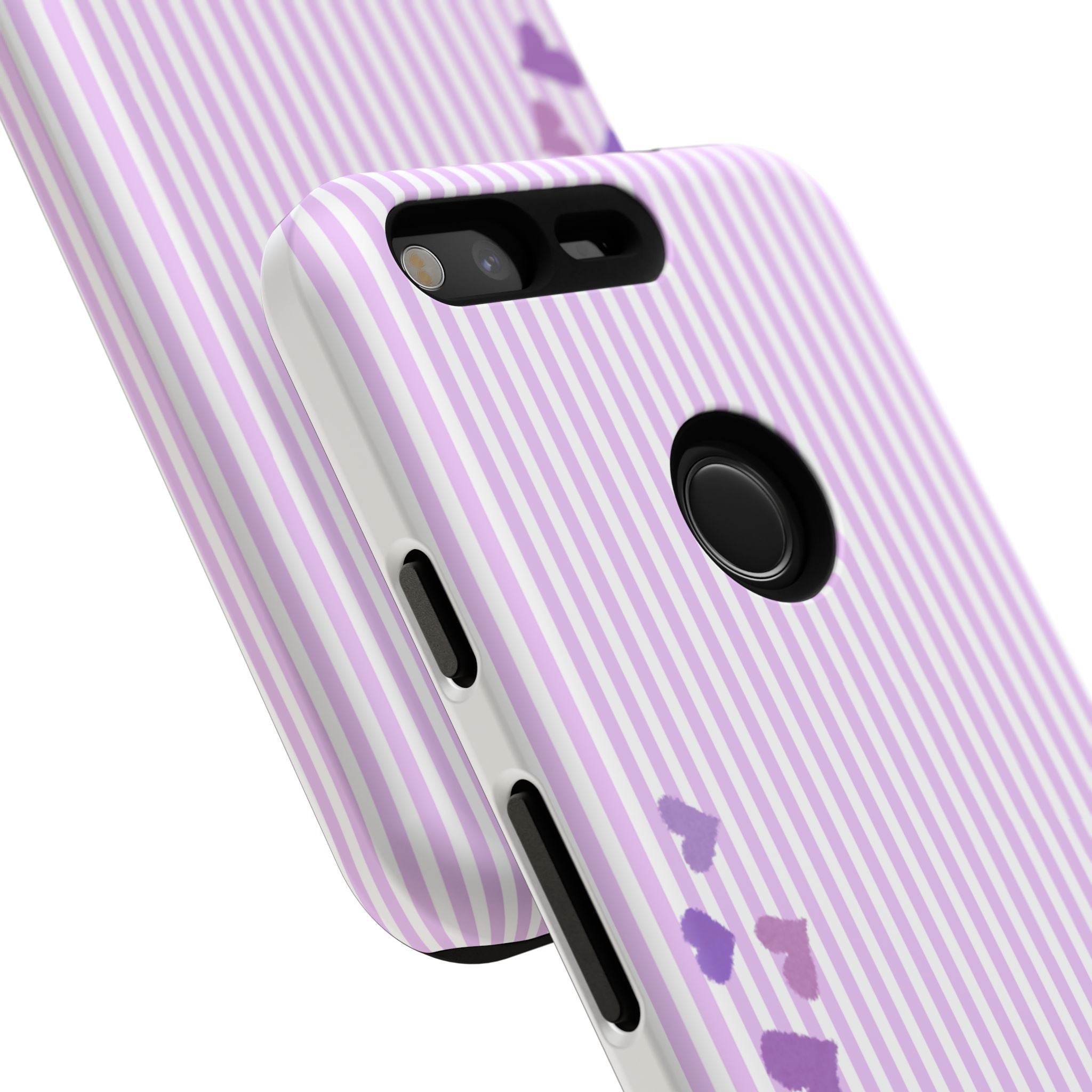 Valentines Day Striped hearts phone case, Purple Heart Floral Stripe Iphone case | Tough Cases - Iphone, Samsung and Pixel Mobile cases