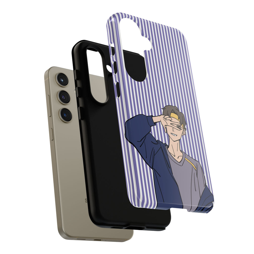 Casual Anime Guy Phone Case | Valentines Day Striped Lines phone case, Purple Stripe Iphone case - Iphone, Samsung and Pixel Mobile cases