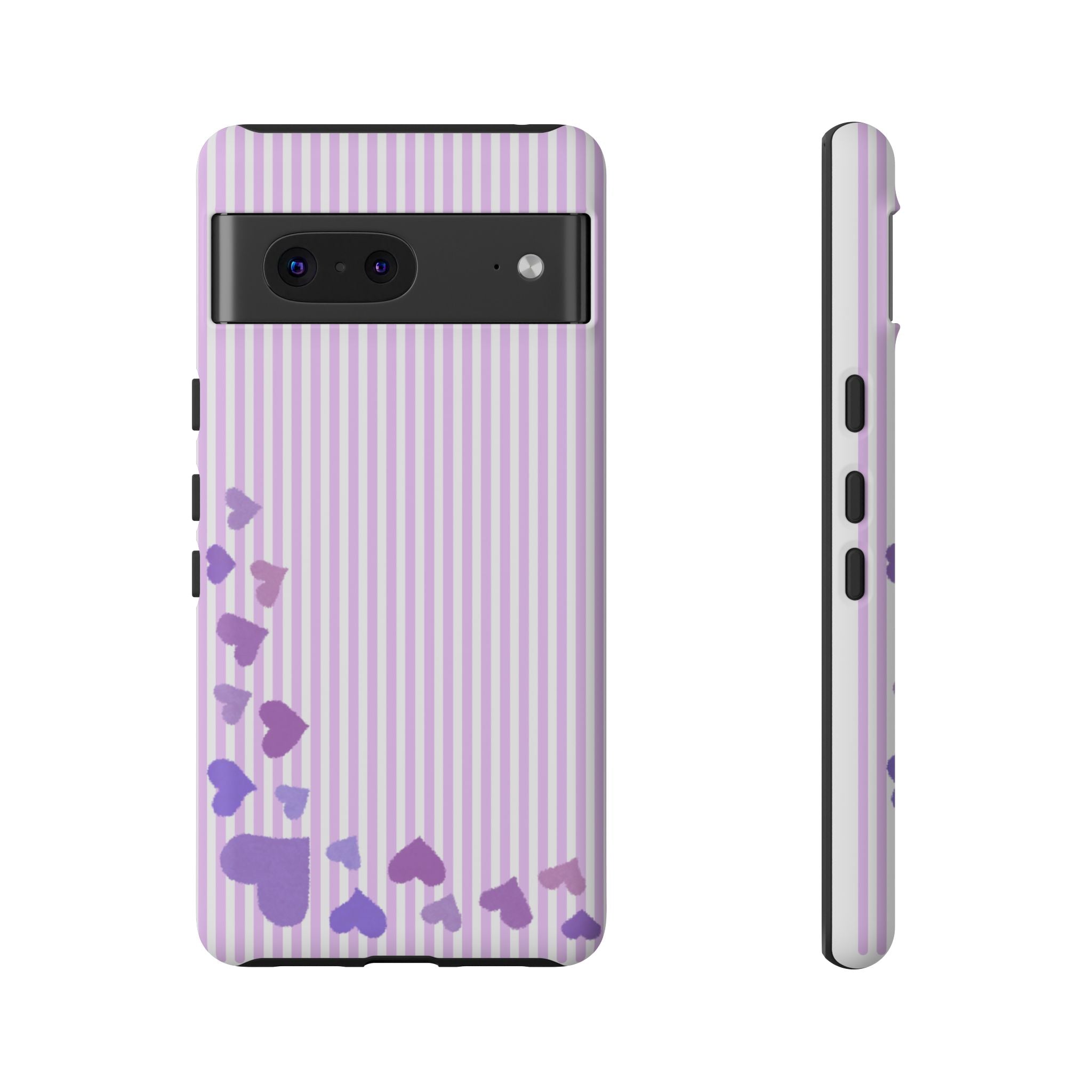 Valentines Day Striped hearts phone case, Purple Heart Floral Stripe Iphone case | Tough Cases - Iphone, Samsung and Pixel Mobile cases