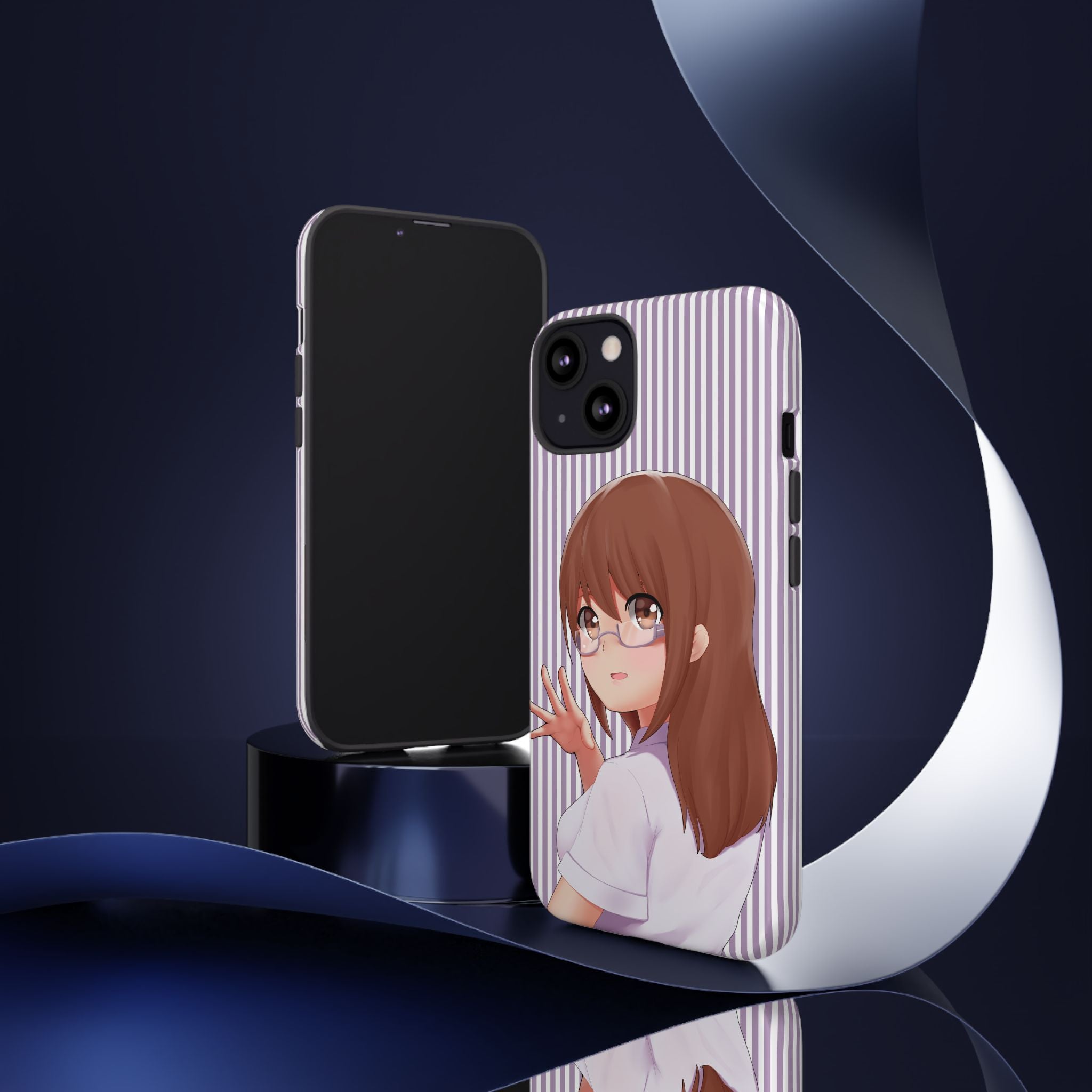 Galentines Day Striped lines mobile case, Glasses Anime Girl Stripe Iphone case | Tough Cases - Iphone, Samsung and Pixel Mobile cases