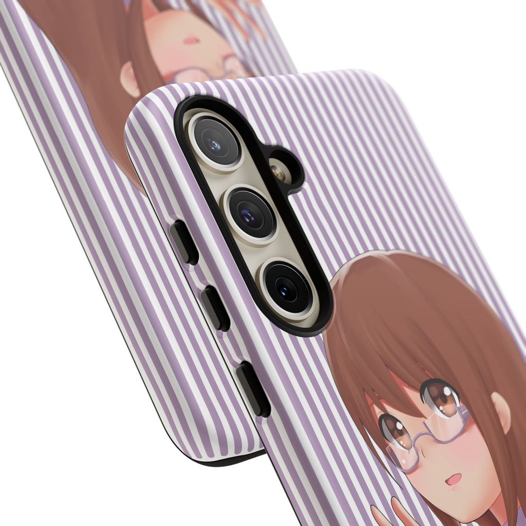 Galentines Day Striped lines mobile case, Glasses Anime Girl Stripe Iphone case | Tough Cases - Iphone, Samsung and Pixel Mobile cases