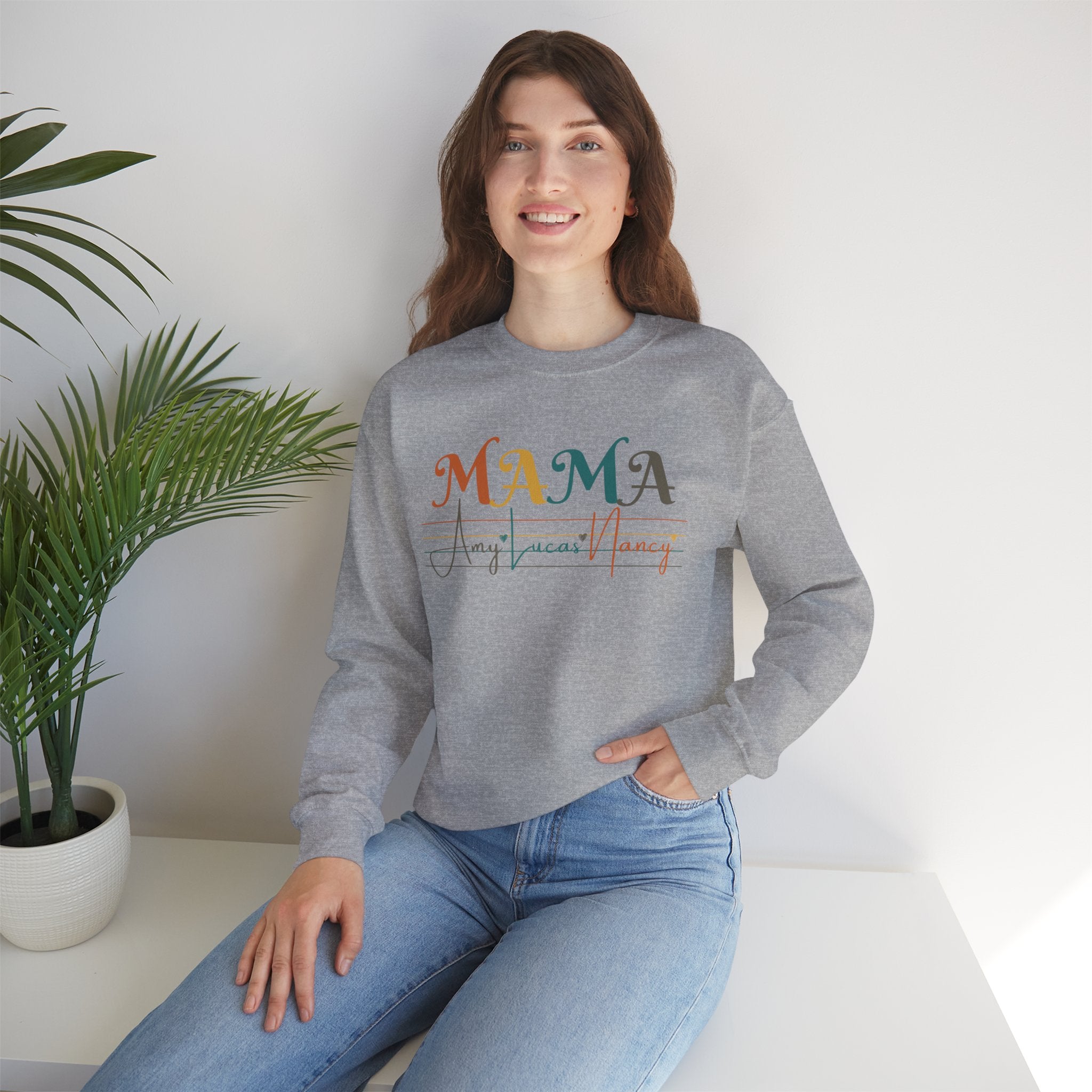 Custom Mama Sweatshirt with Kids Names, Personalized Mom Hoodie, Minimalist Mom Crewneck, Mothers Day Gift, New Mom Gift