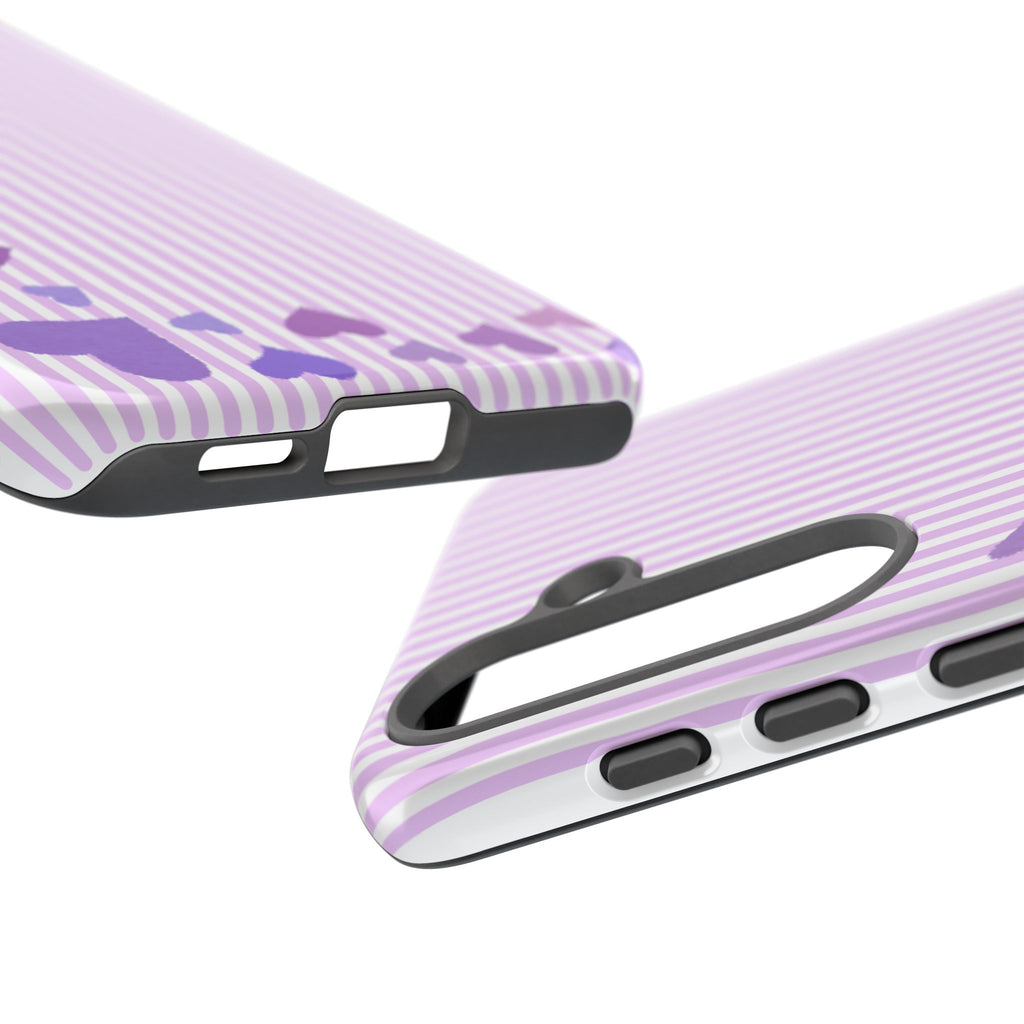 Valentines Day Striped hearts phone case, Purple Heart Floral Stripe Iphone case | Tough Cases - Iphone, Samsung and Pixel Mobile cases