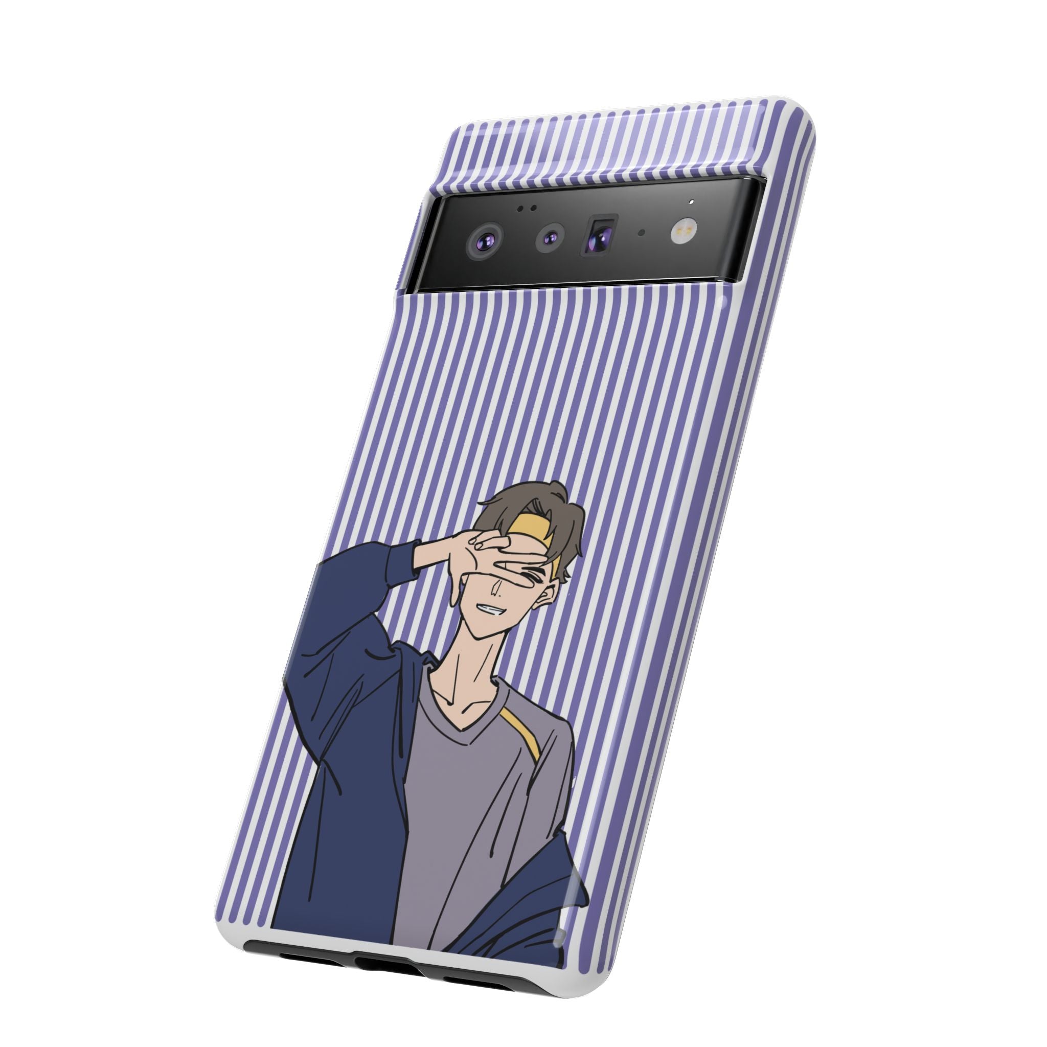 Casual Anime Guy Phone Case | Valentines Day Striped Lines phone case, Purple Stripe Iphone case - Iphone, Samsung and Pixel Mobile cases