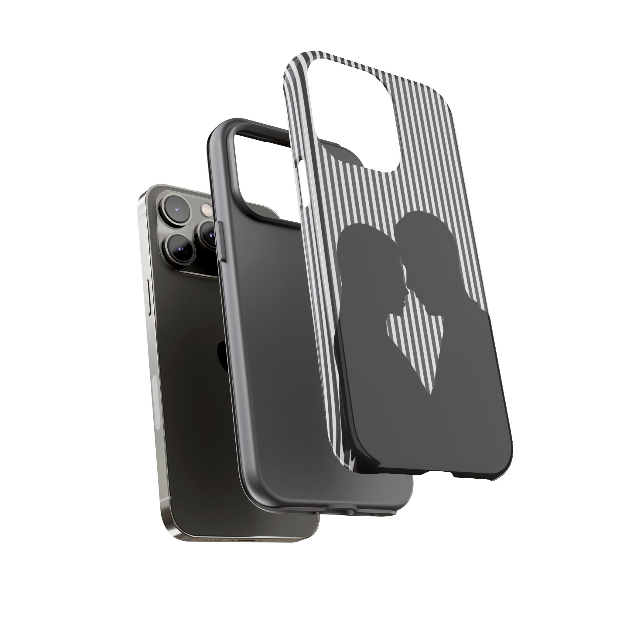 Silhouette Couple Phone Case | Galentines Day Striped Black and white phone case, Stripe Iphone case - Iphone, Samsung and Pixel Mobile case