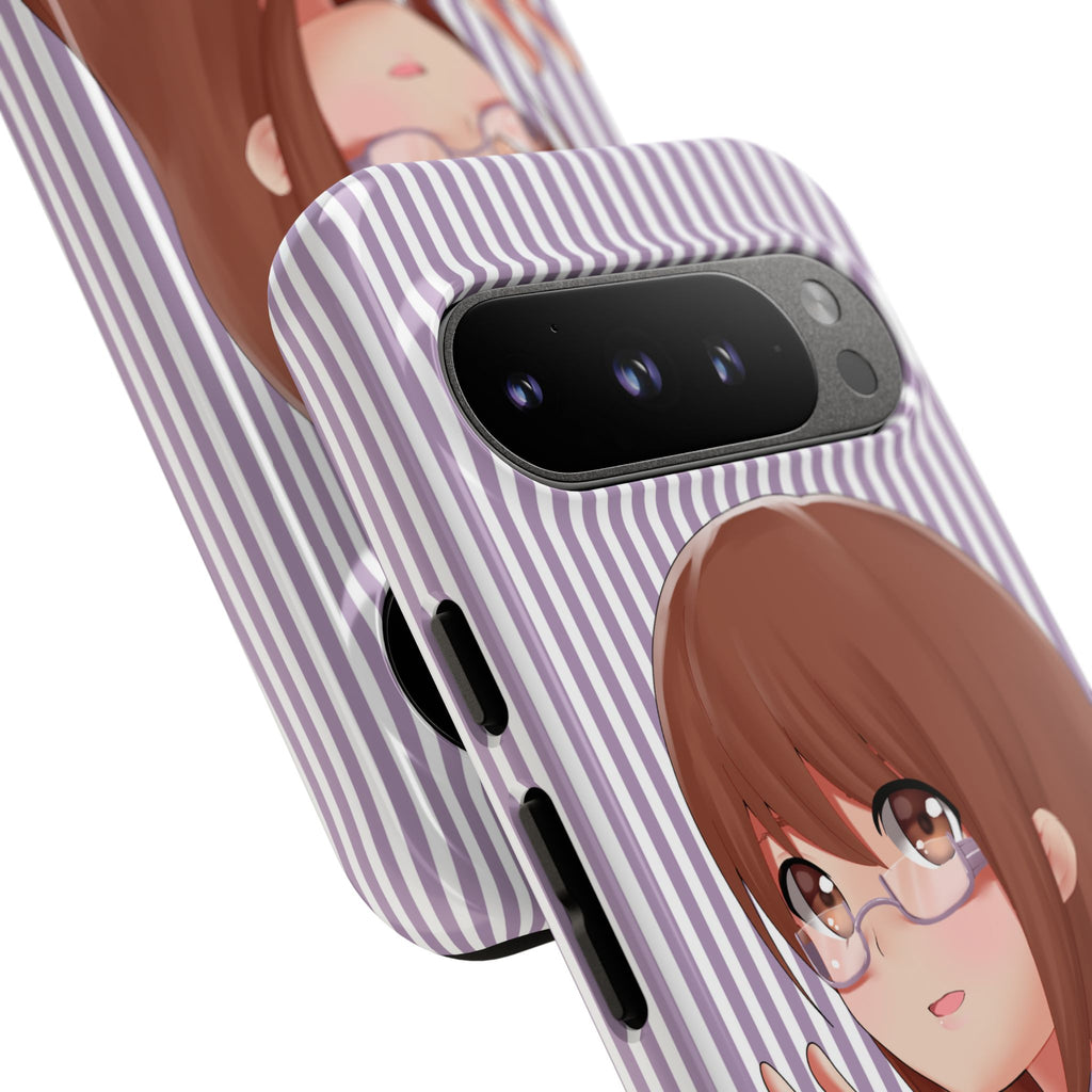 Galentines Day Striped lines mobile case, Glasses Anime Girl Stripe Iphone case | Tough Cases - Iphone, Samsung and Pixel Mobile cases