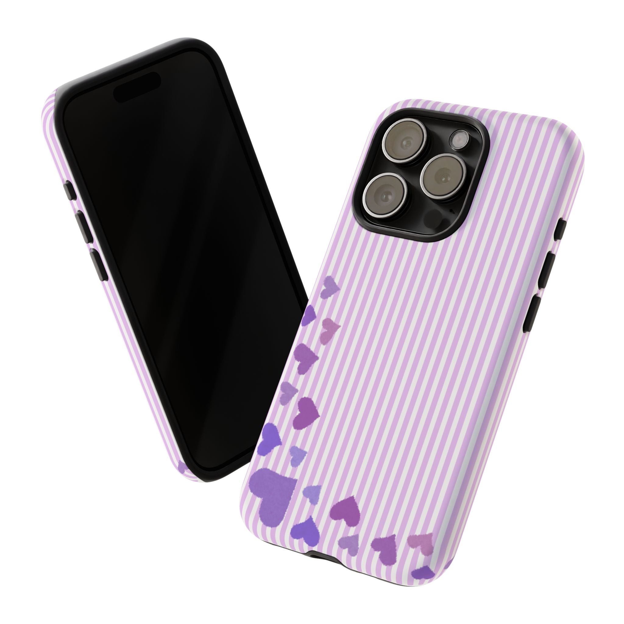 Valentines Day Striped hearts phone case, Purple Heart Floral Stripe Iphone case | Tough Cases - Iphone, Samsung and Pixel Mobile cases