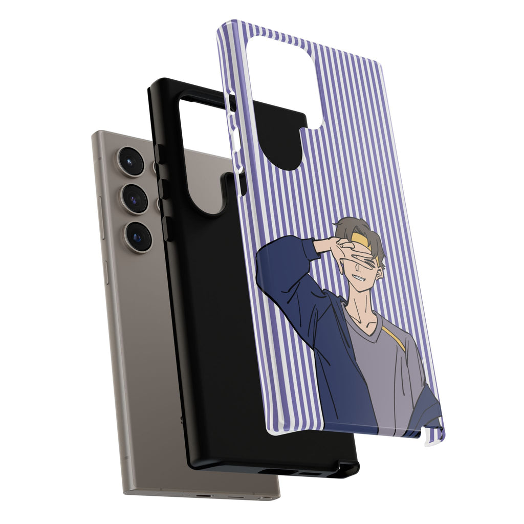 Casual Anime Guy Phone Case | Valentines Day Striped Lines phone case, Purple Stripe Iphone case - Iphone, Samsung and Pixel Mobile cases