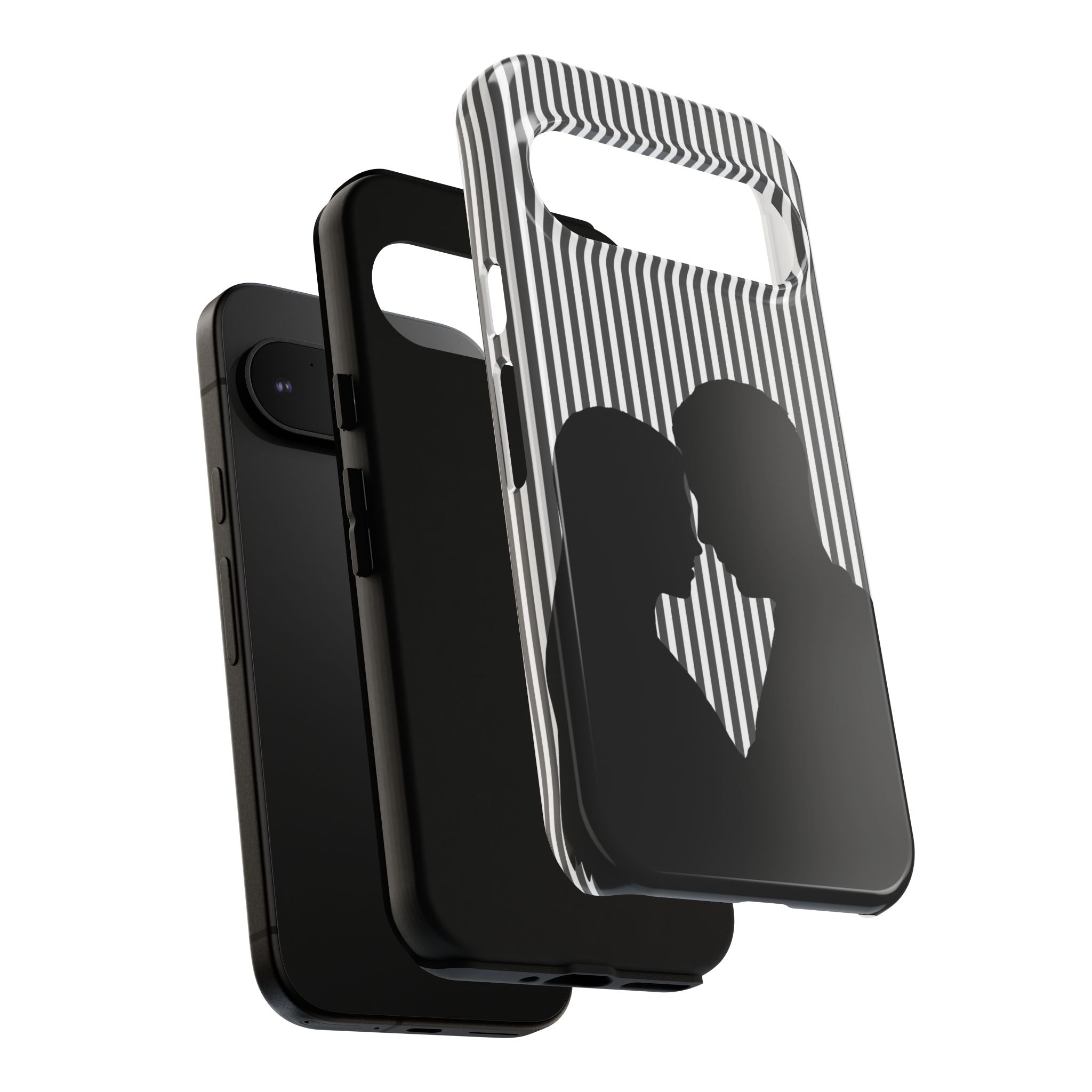 Silhouette Couple Phone Case | Galentines Day Striped Black and white phone case, Stripe Iphone case - Iphone, Samsung and Pixel Mobile case