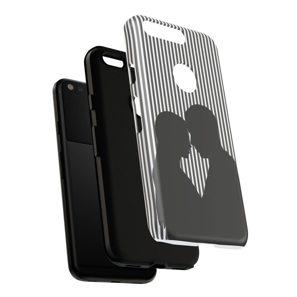 Silhouette Couple Phone Case | Galentines Day Striped Black and white phone case, Stripe Iphone case - Iphone, Samsung and Pixel Mobile case