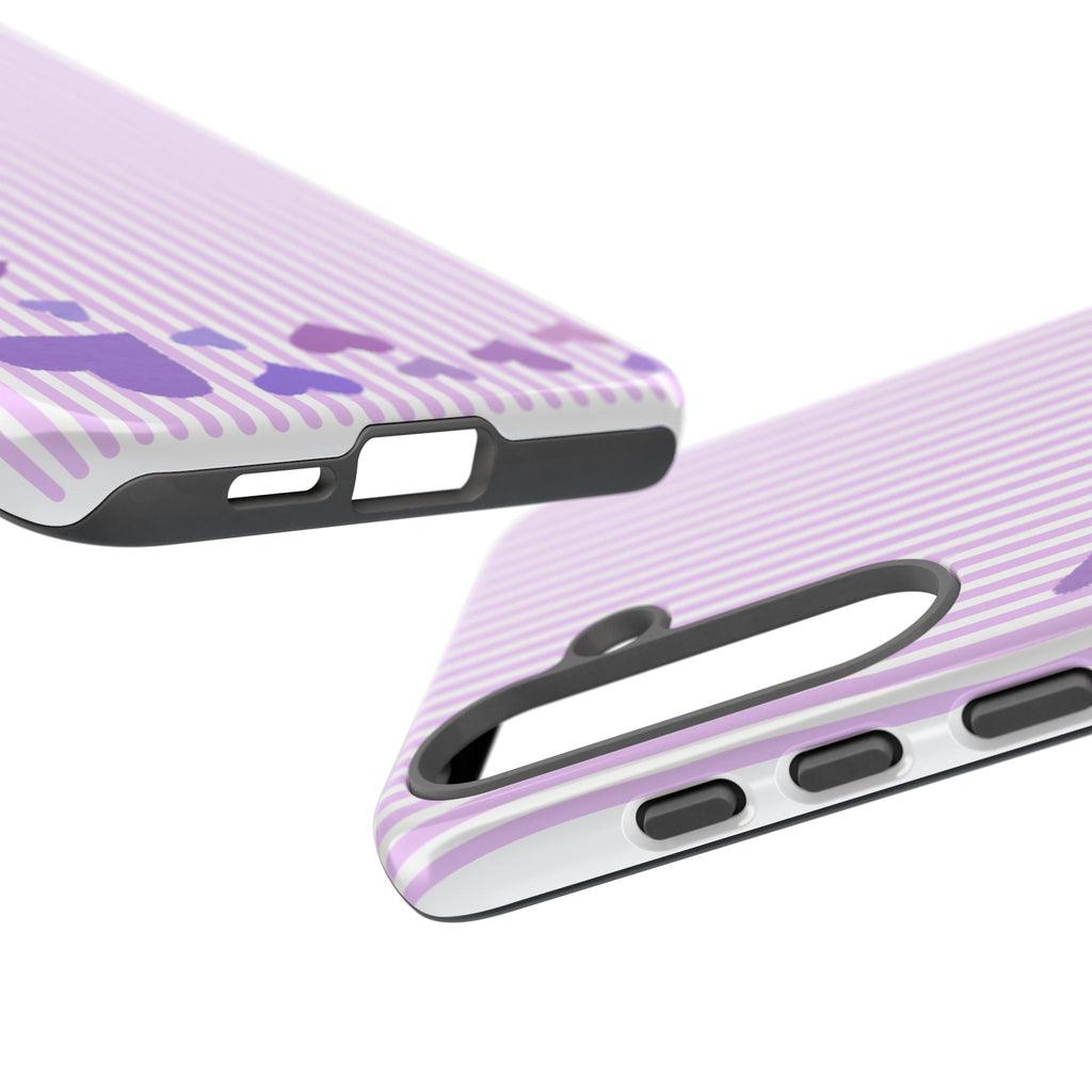 Valentines Day Striped hearts phone case, Purple Heart Floral Stripe Iphone case | Tough Cases - Iphone, Samsung and Pixel Mobile cases