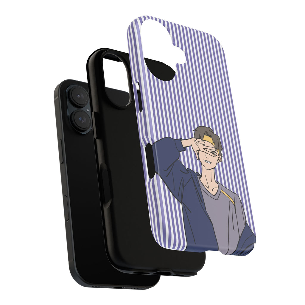 Casual Anime Guy Phone Case | Valentines Day Striped Lines phone case, Purple Stripe Iphone case - Iphone, Samsung and Pixel Mobile cases