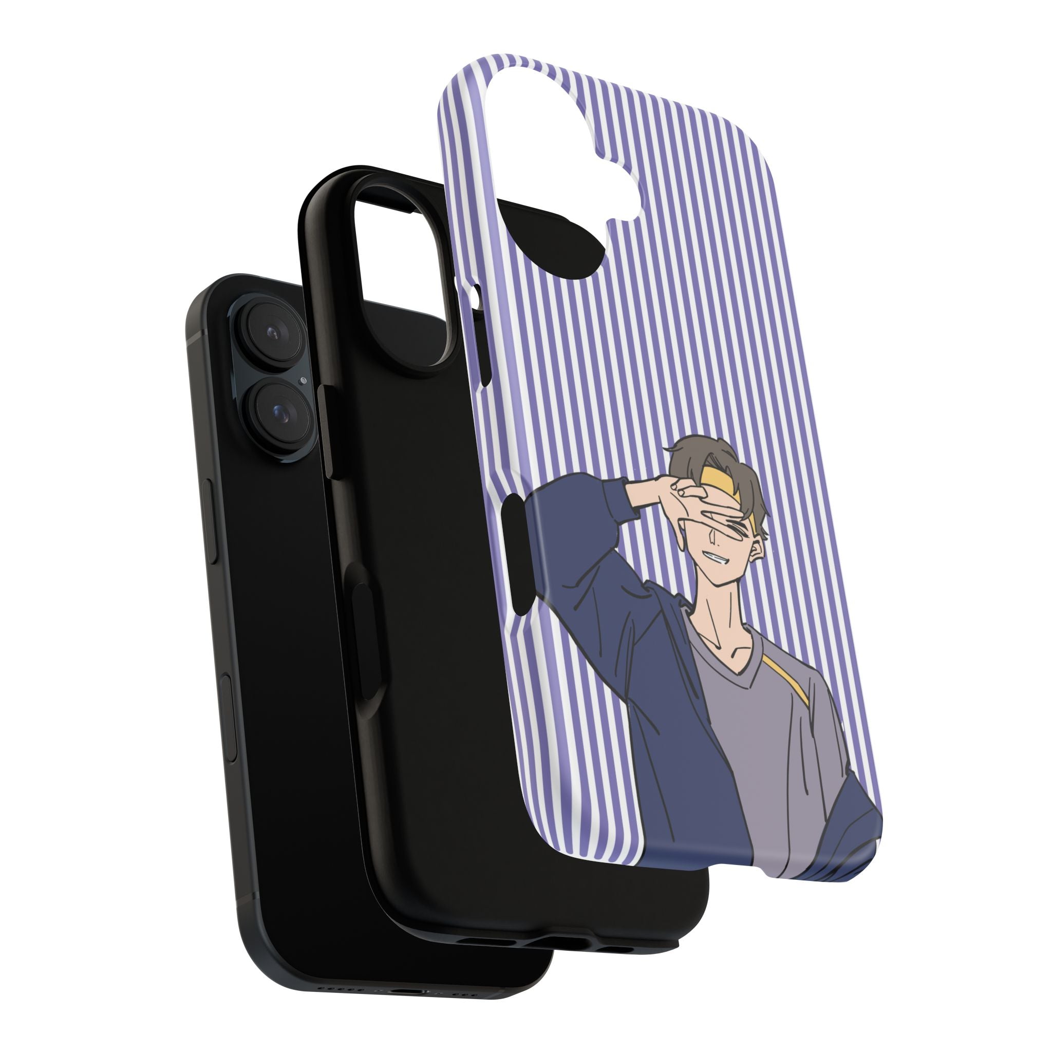 Casual Anime Guy Phone Case | Valentines Day Striped Lines phone case, Purple Stripe Iphone case - Iphone, Samsung and Pixel Mobile cases
